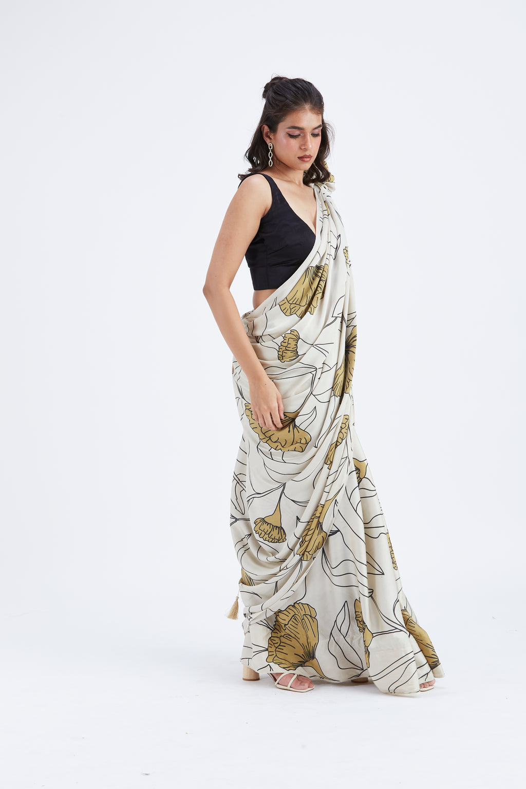 Kaia White Saree by Hasttvam with Ete by Hasttvam at Kamakhyaa for sustainable fashion