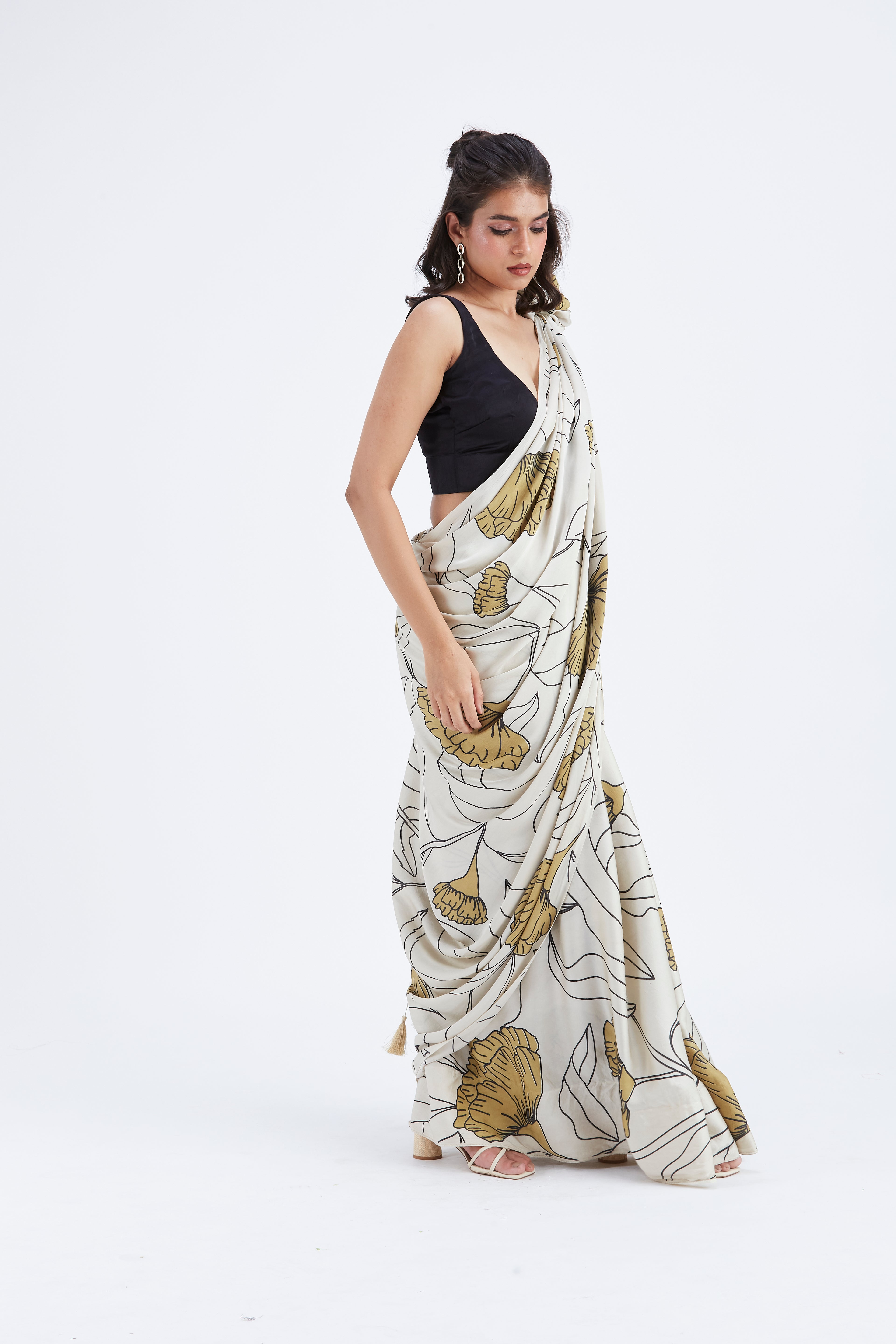 Kaia White Saree by Hasttvam with Ete by Hasttvam at Kamakhyaa for sustainable fashion