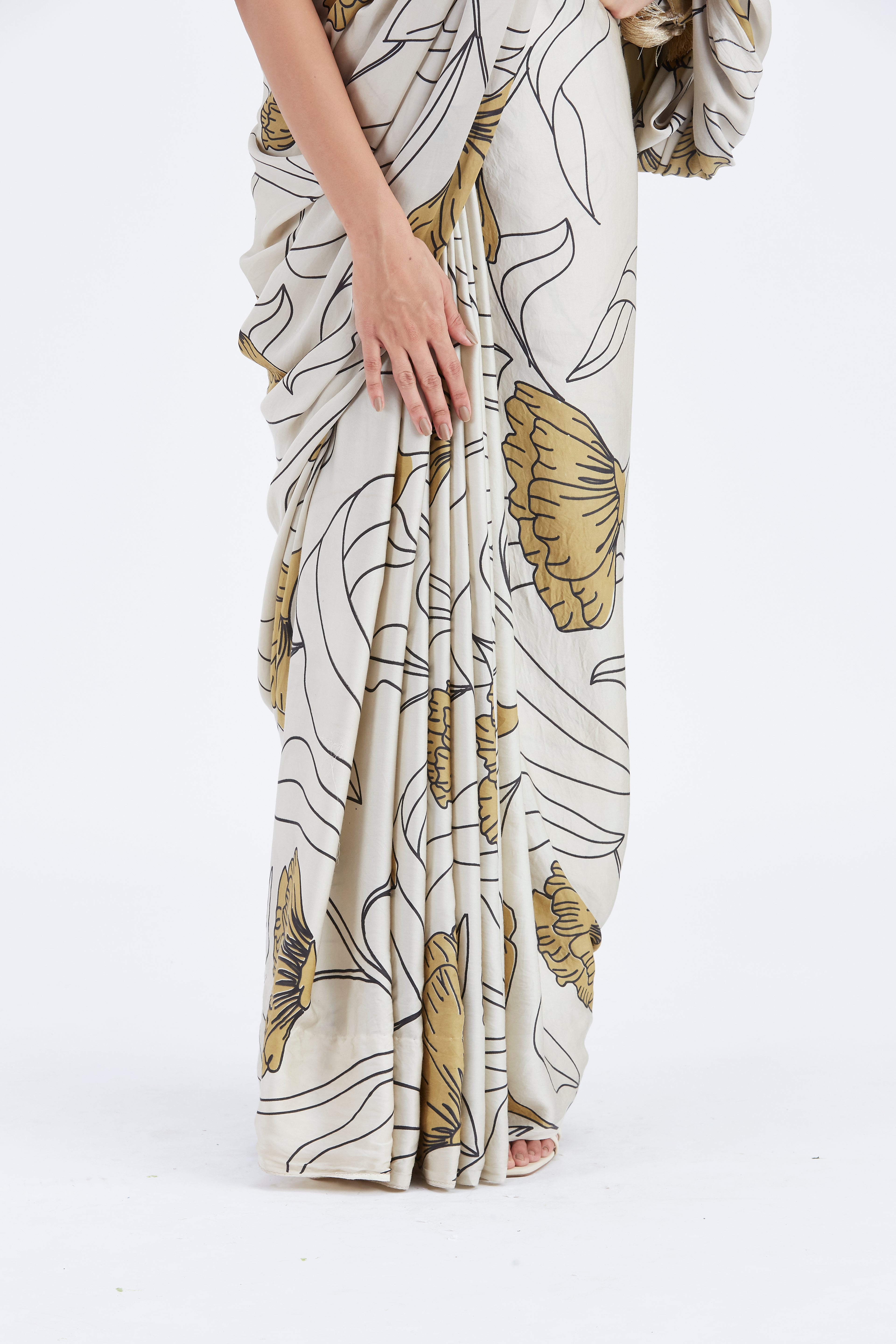 Kaia White Saree by Hasttvam with Ete by Hasttvam at Kamakhyaa for sustainable fashion