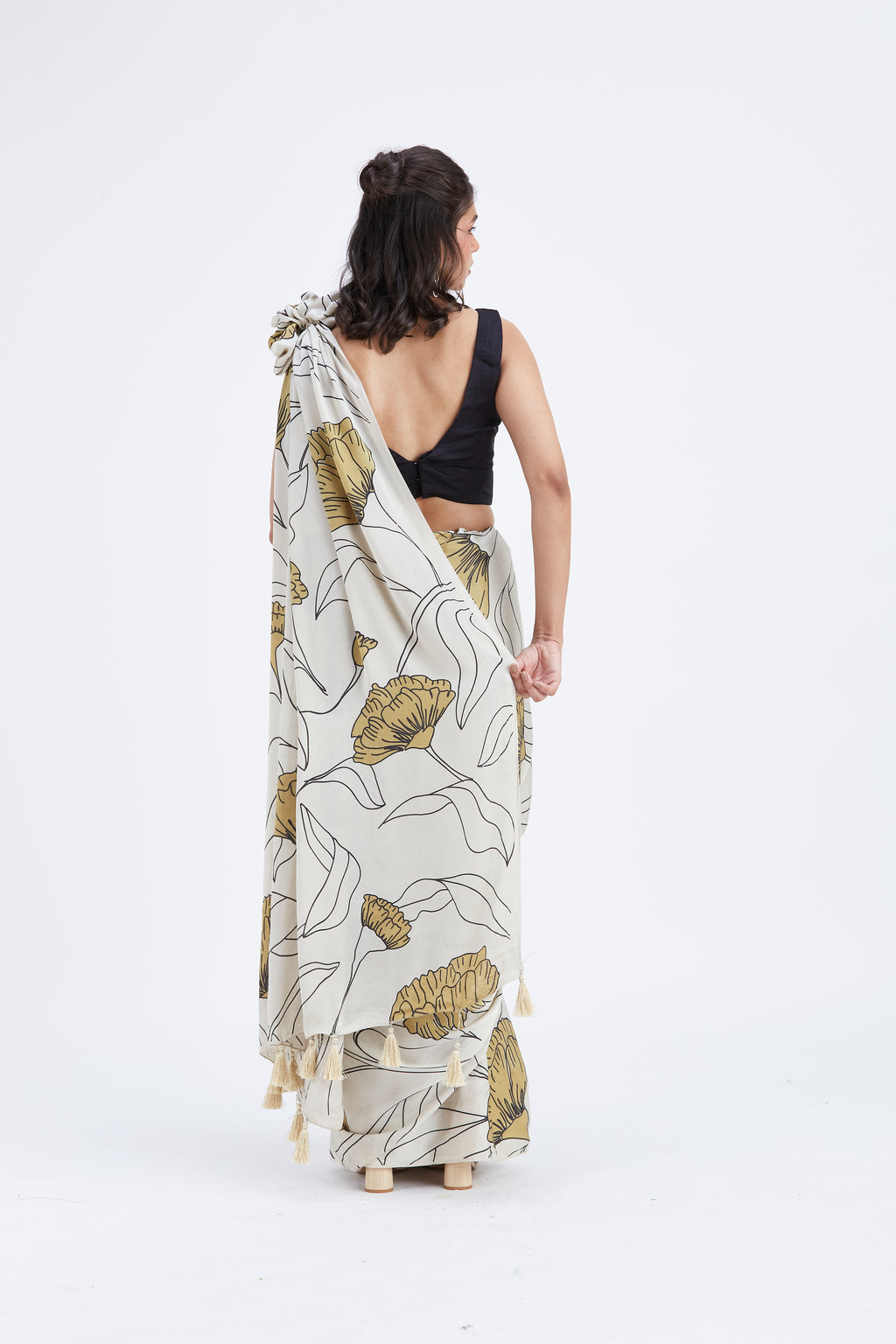 Kaia White Saree by Hasttvam with Ete by Hasttvam at Kamakhyaa for sustainable fashion