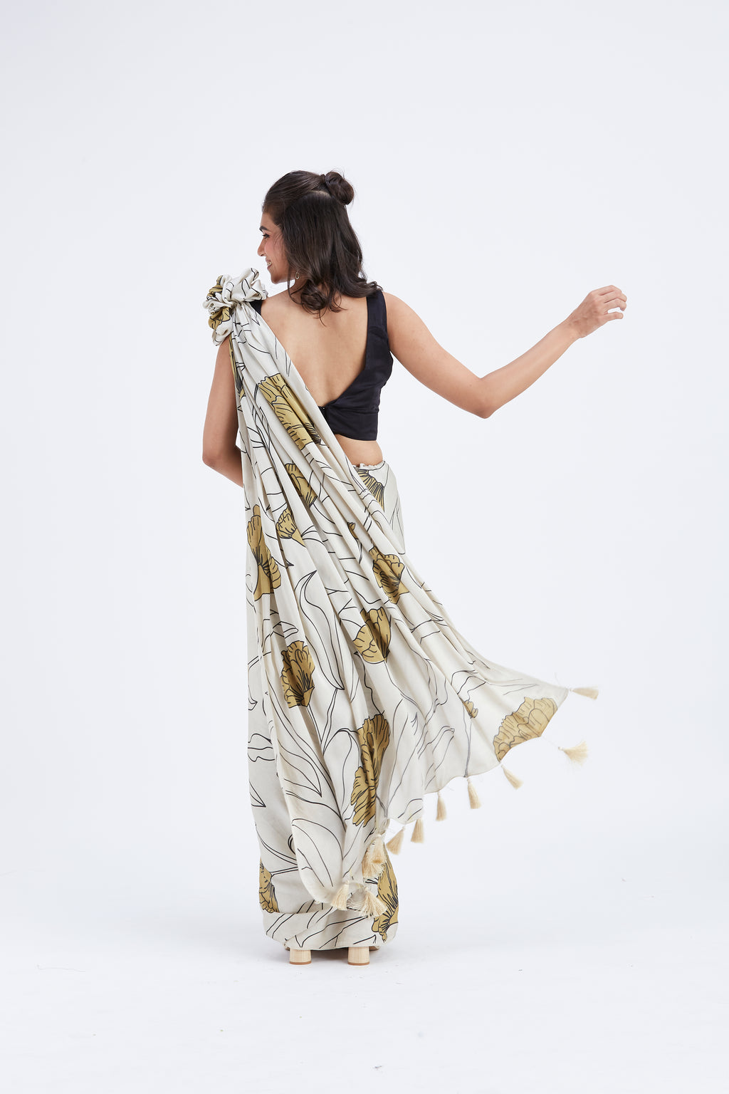 Kaia White Saree by Hasttvam with Ete by Hasttvam at Kamakhyaa for sustainable fashion