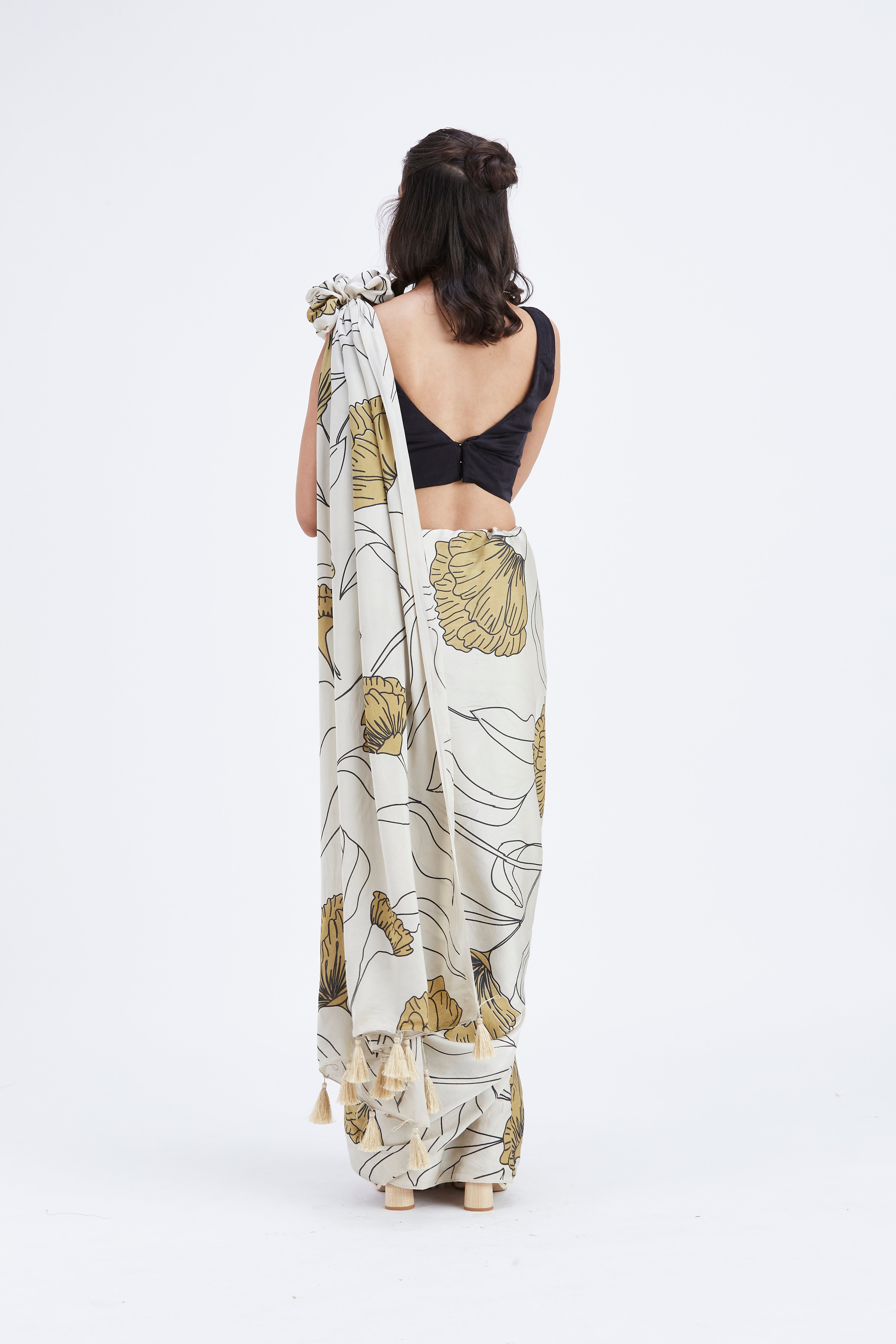Kaia White Saree by Hasttvam with Ete by Hasttvam at Kamakhyaa for sustainable fashion