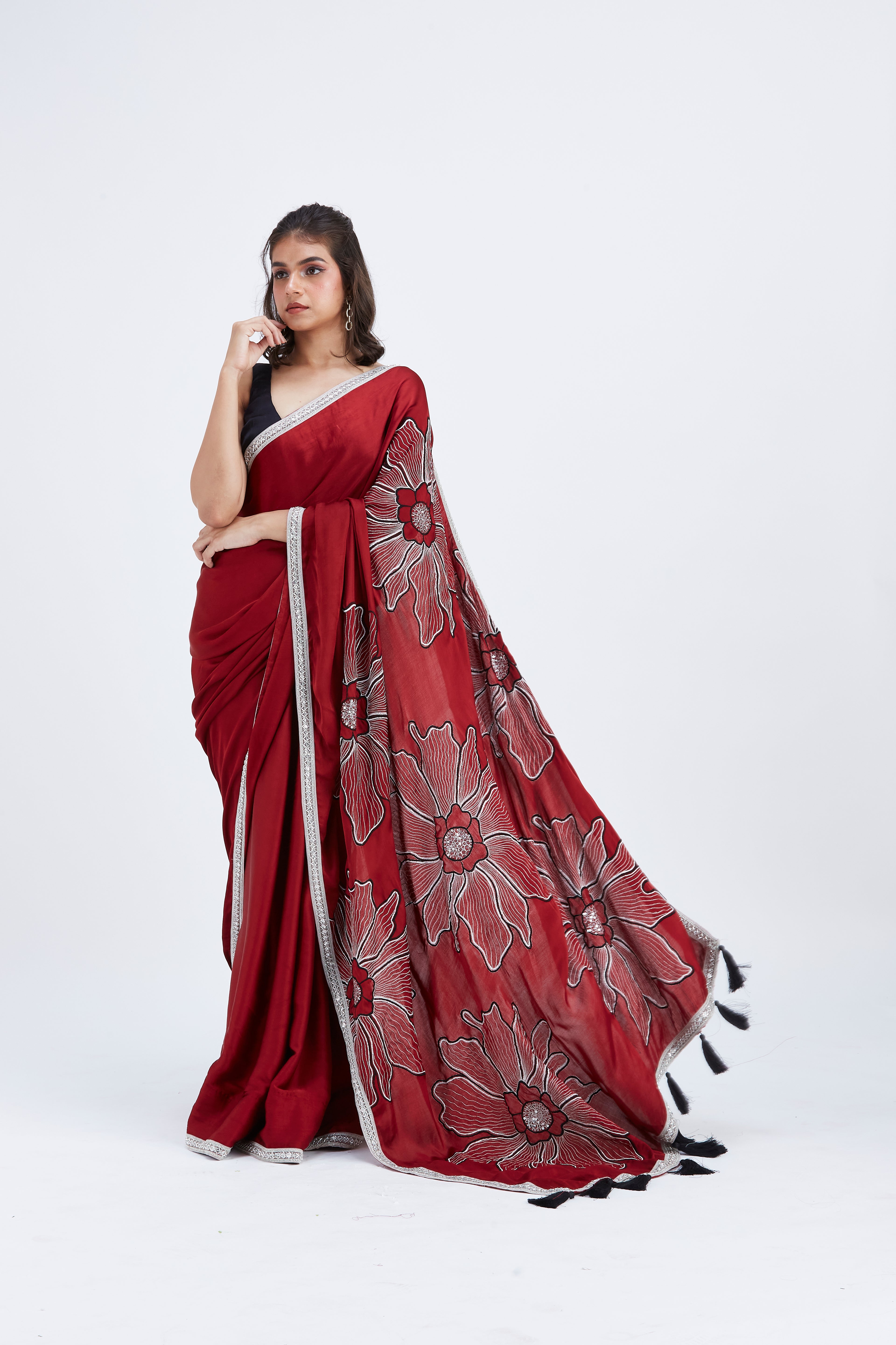 Zaira Red Saree by Hasttvam with Ete by Hasttvam at Kamakhyaa for sustainable fashion