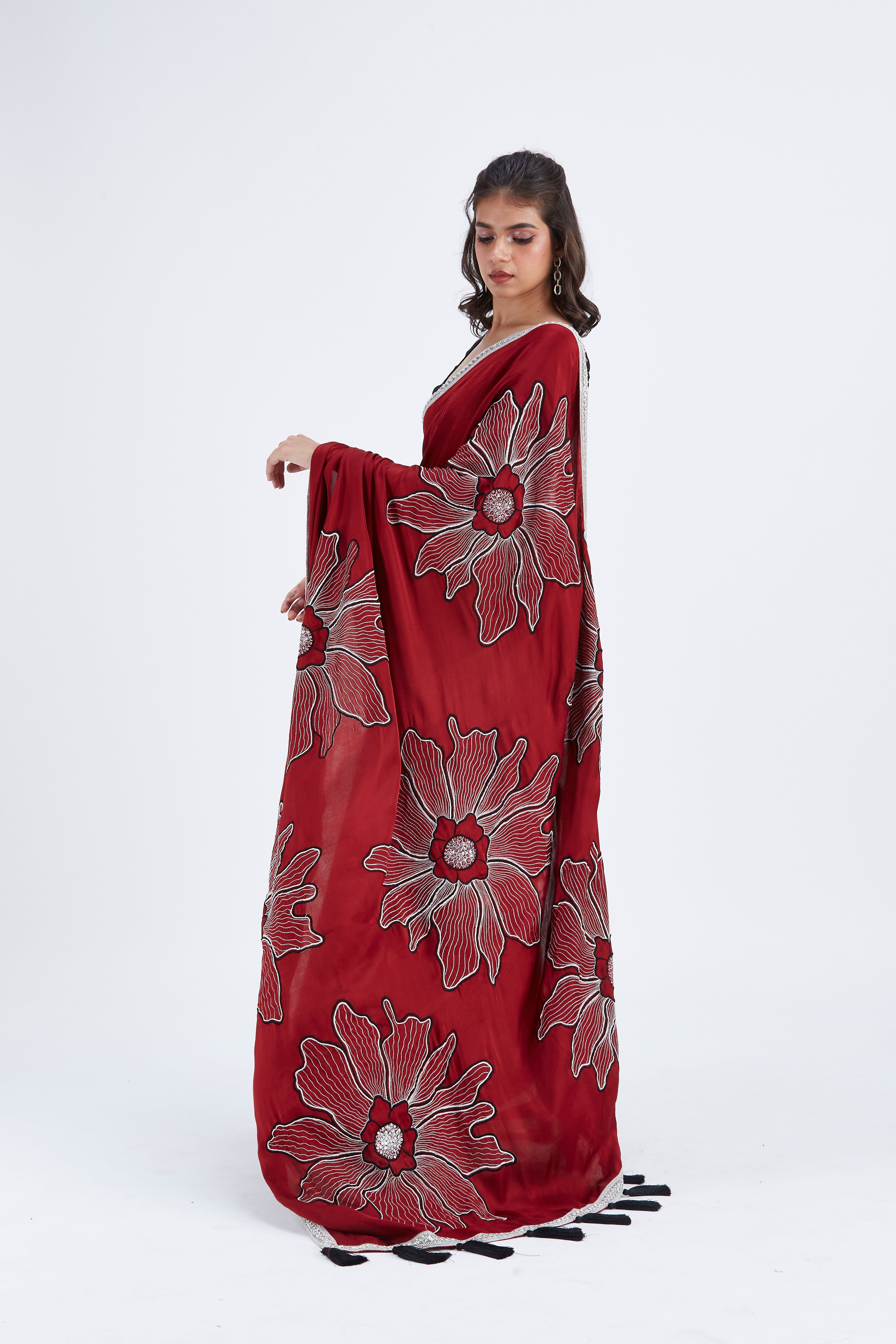 Zaira Red Saree by Hasttvam with Ete by Hasttvam at Kamakhyaa for sustainable fashion