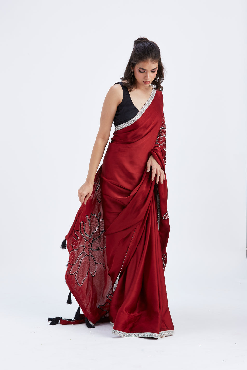 Zaira Red Saree by Hasttvam with Ete by Hasttvam at Kamakhyaa for sustainable fashion
