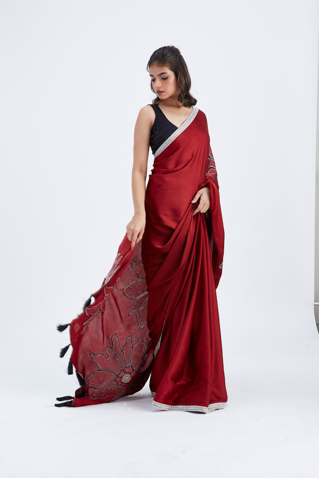 Zaira Red Saree by Hasttvam with Ete by Hasttvam at Kamakhyaa for sustainable fashion