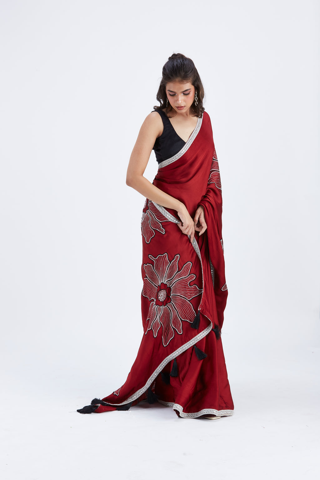 Zaira Red Saree by Hasttvam with Ete by Hasttvam at Kamakhyaa for sustainable fashion