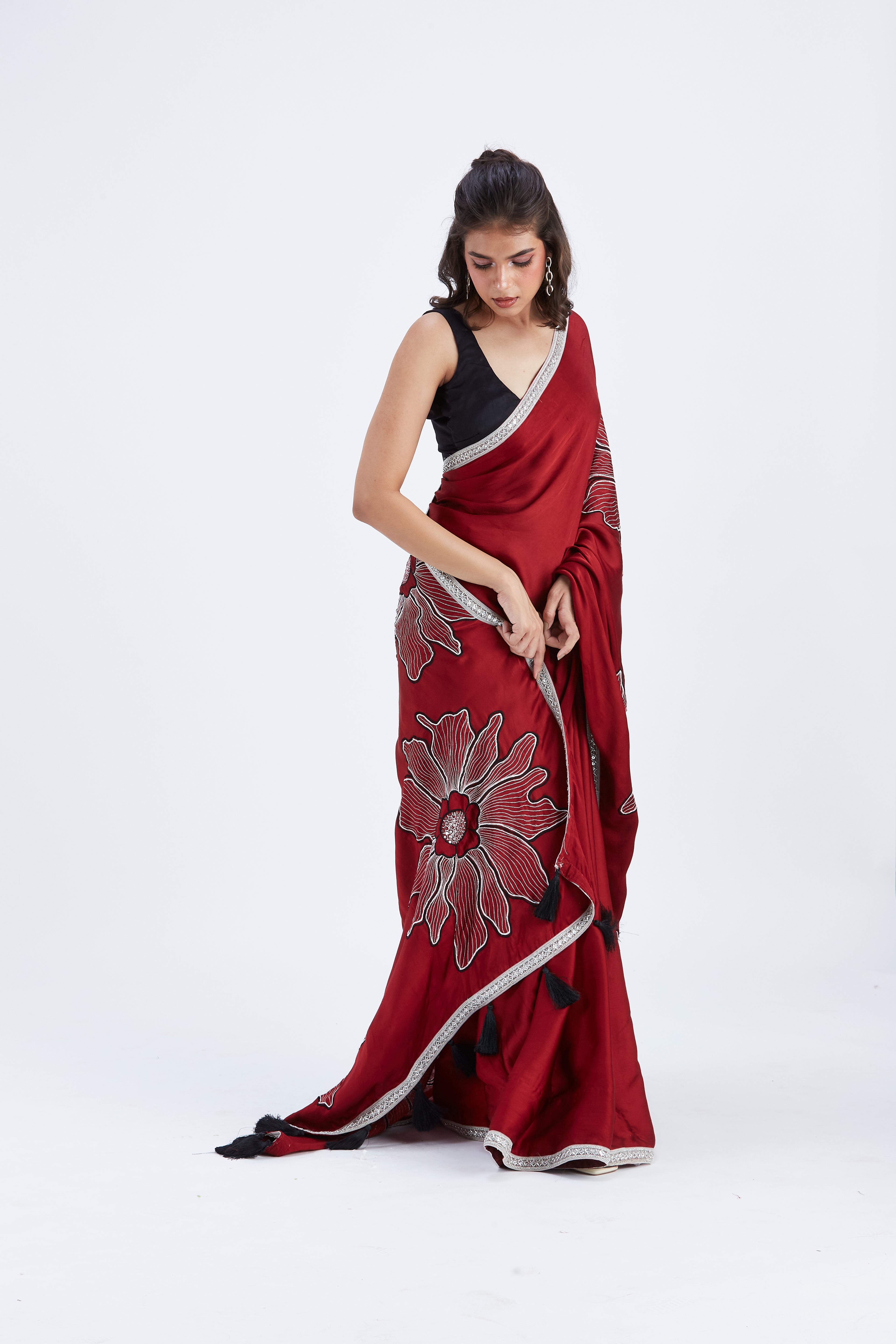 Zaira Red Saree by Hasttvam with Ete by Hasttvam at Kamakhyaa for sustainable fashion