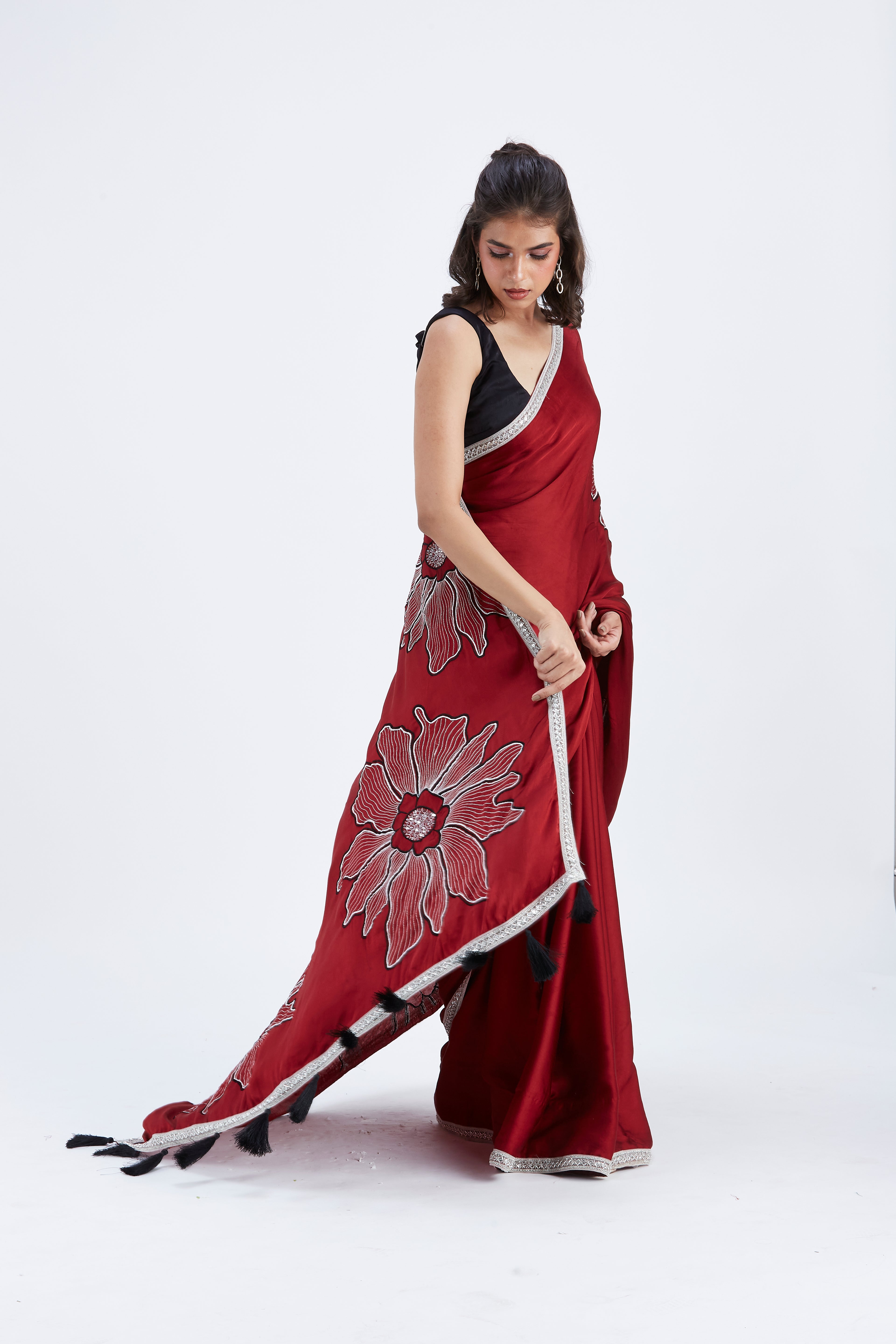 Zaira Red Saree by Hasttvam with Ete by Hasttvam at Kamakhyaa for sustainable fashion