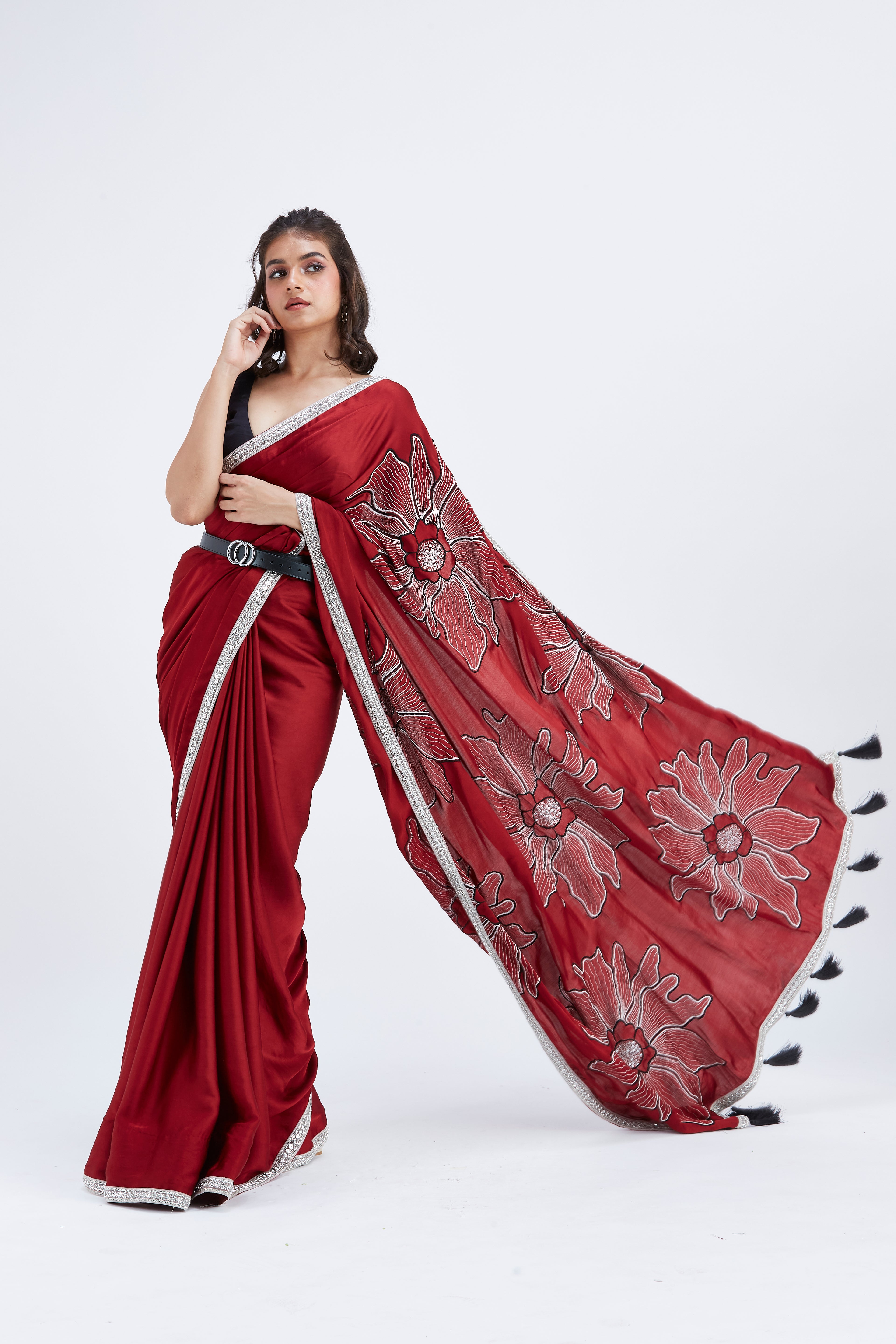 Zaira Red Saree by Hasttvam with Ete by Hasttvam at Kamakhyaa for sustainable fashion