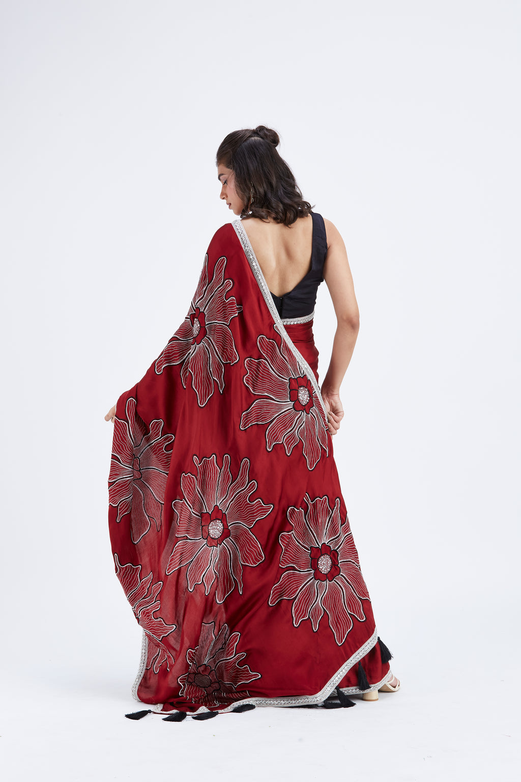 Zaira Red Saree by Hasttvam with Ete by Hasttvam at Kamakhyaa for sustainable fashion