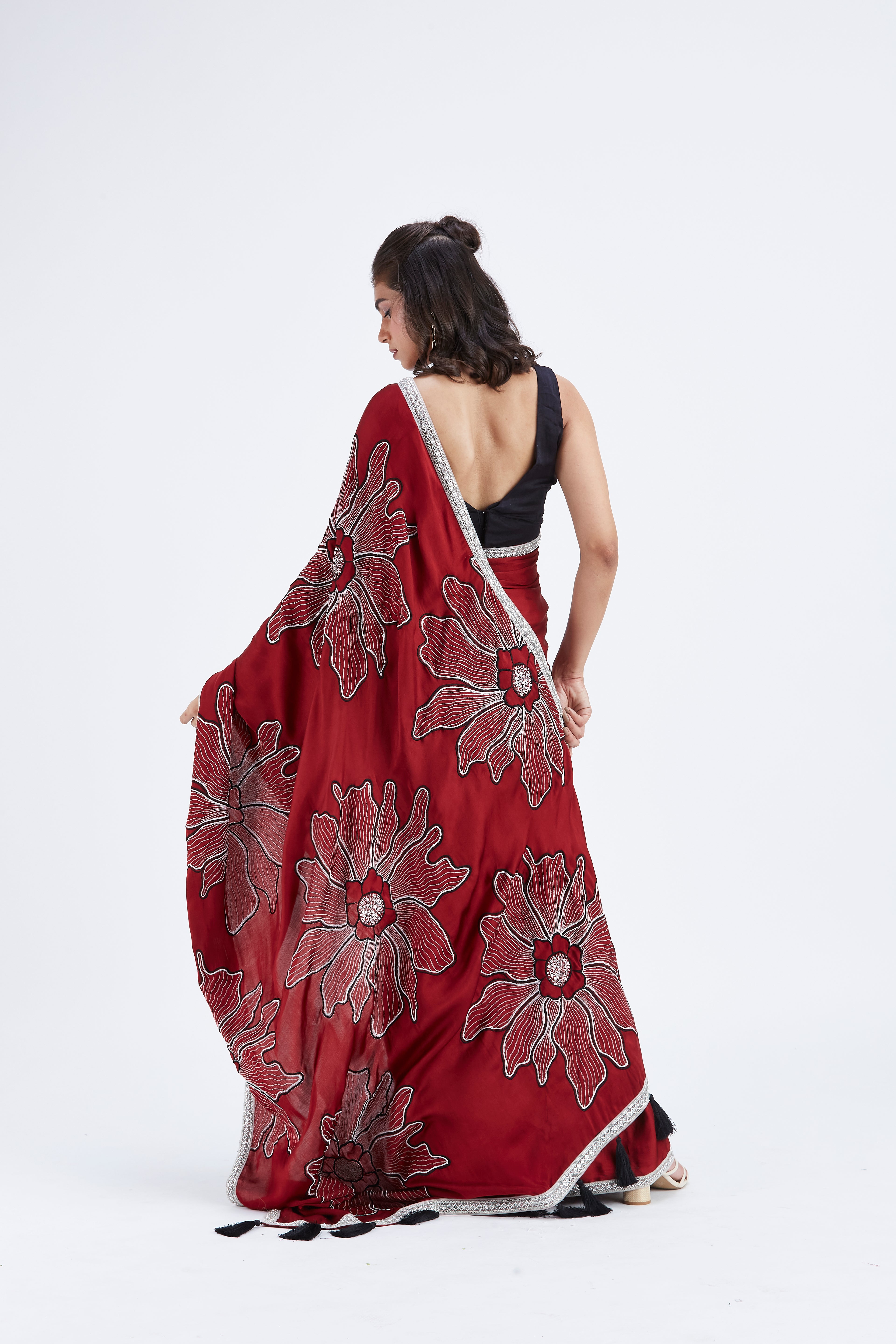 Zaira Red Saree by Hasttvam with Ete by Hasttvam at Kamakhyaa for sustainable fashion