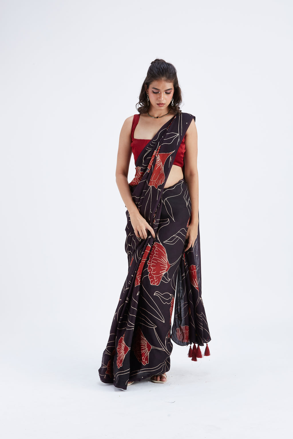 Kaia Black Saree by Hasttvam with Ete by Hasttvam at Kamakhyaa for sustainable fashion