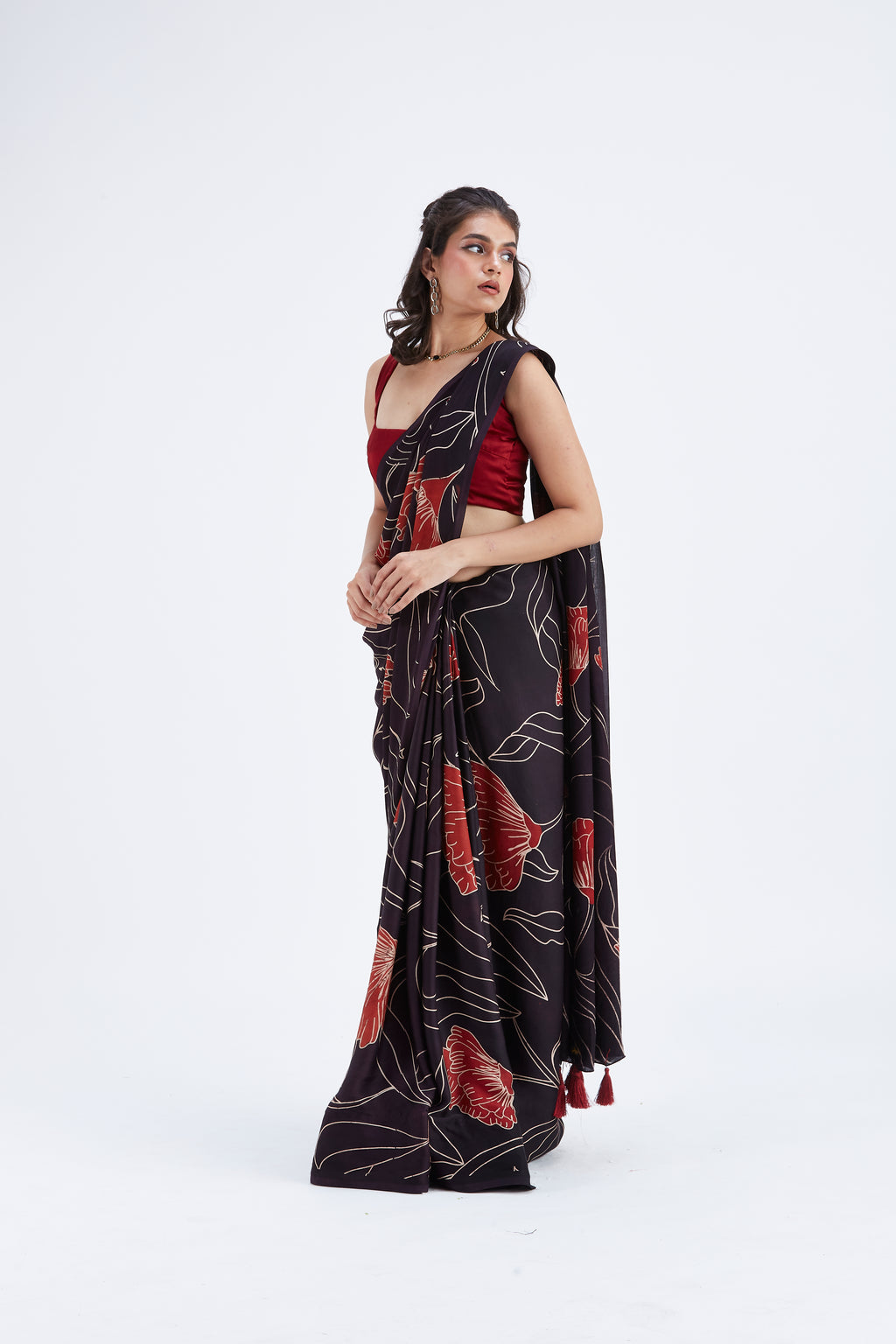 Kaia Black Saree by Hasttvam with Ete by Hasttvam at Kamakhyaa for sustainable fashion