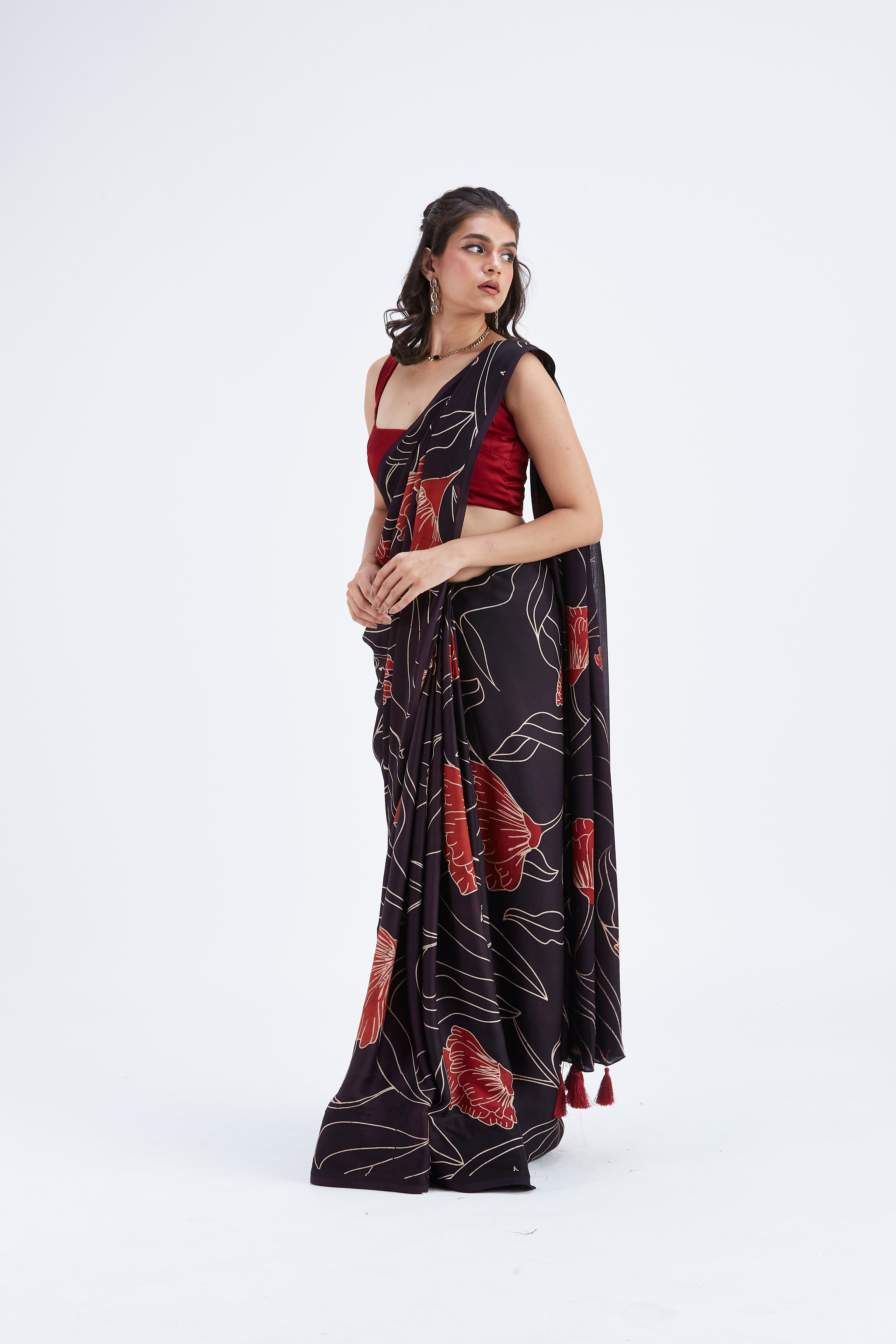 Kaia Black Saree by Hasttvam with Ete by Hasttvam at Kamakhyaa for sustainable fashion