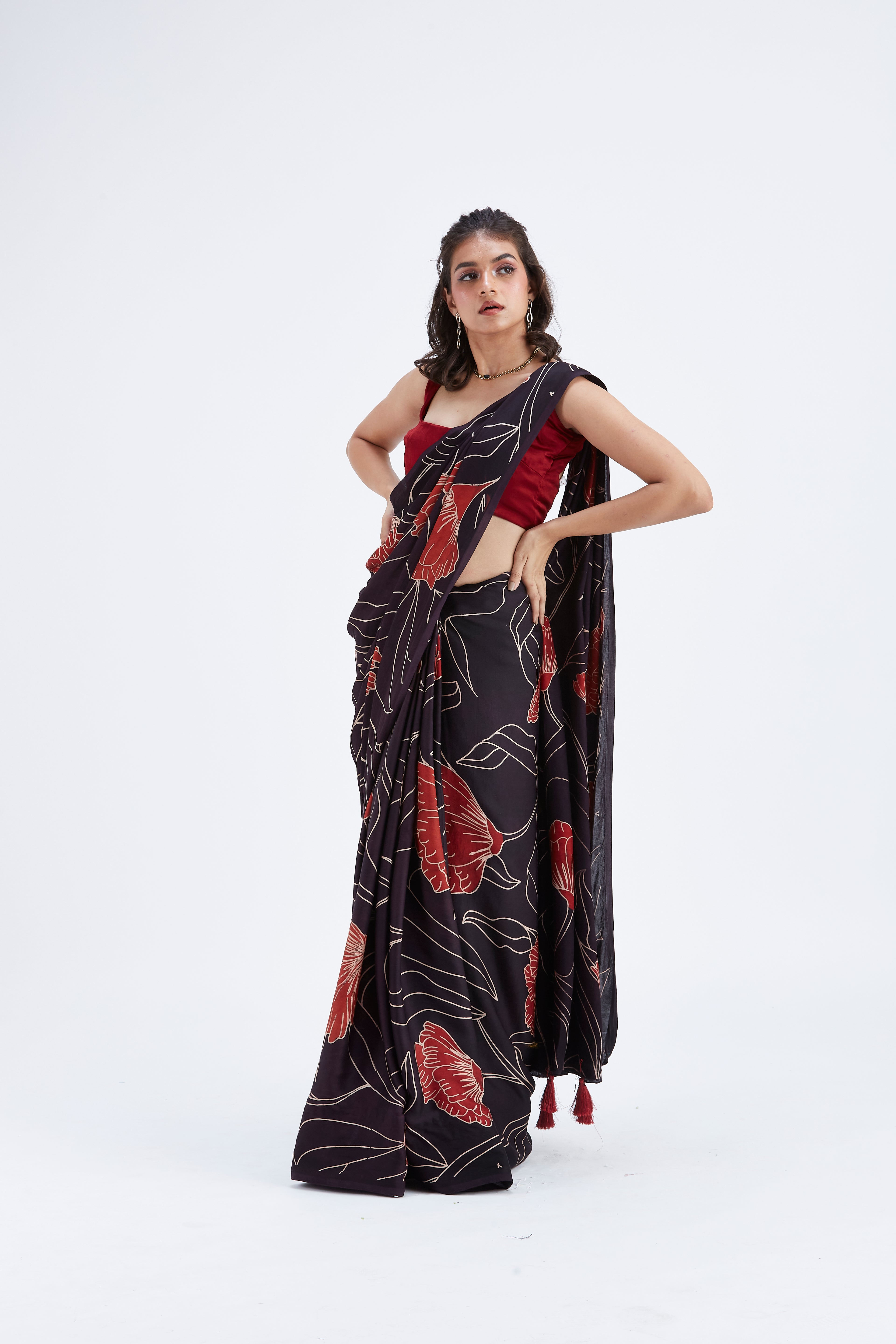 Kaia Black Saree by Hasttvam with Ete by Hasttvam at Kamakhyaa for sustainable fashion