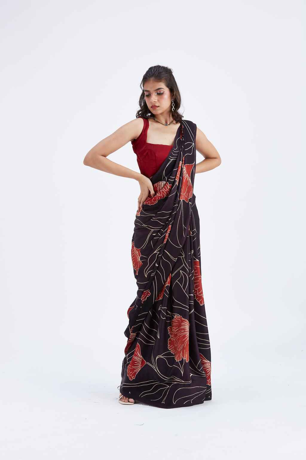 Kaia Black Saree by Hasttvam with Ete by Hasttvam at Kamakhyaa for sustainable fashion
