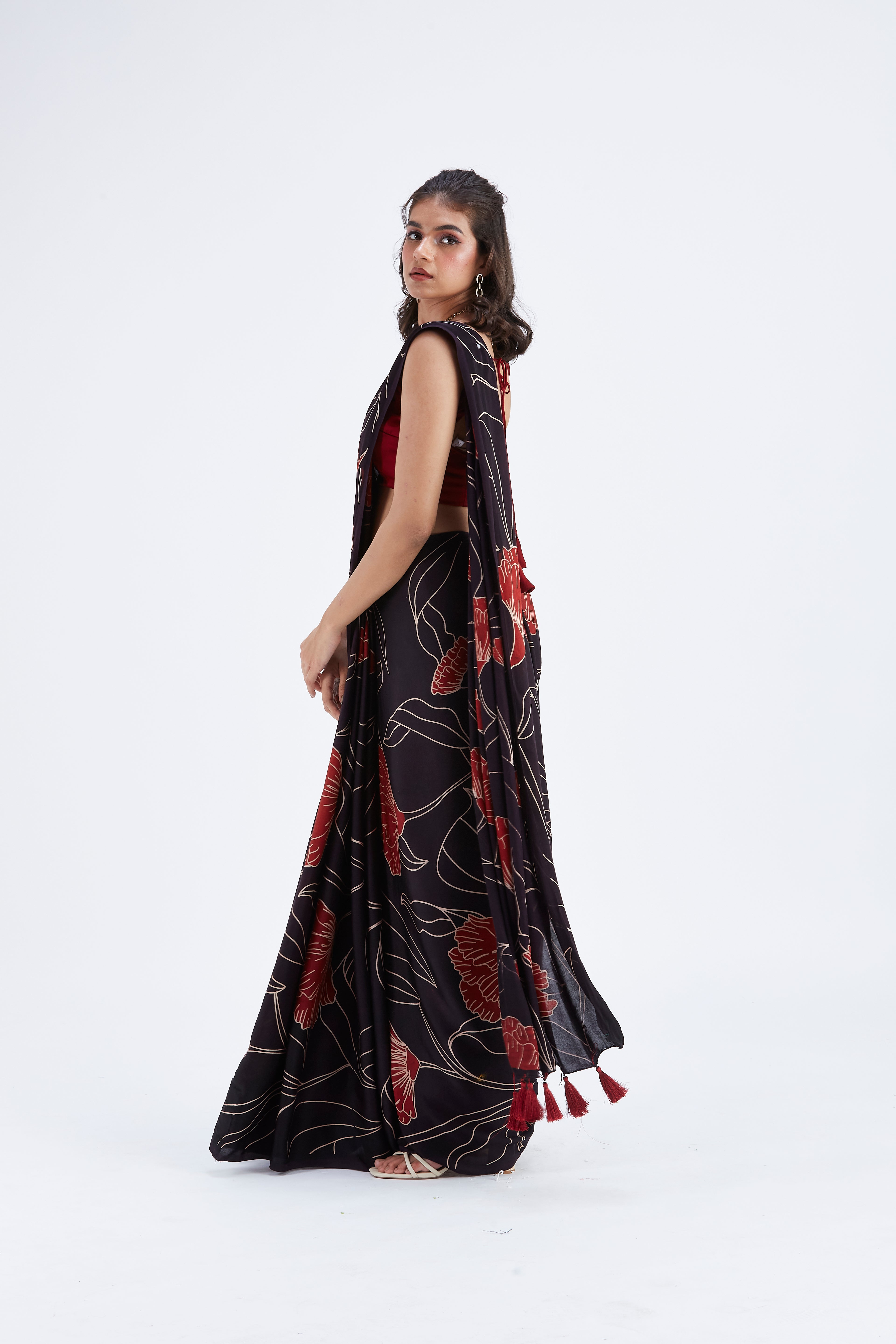 Kaia Black Saree by Hasttvam with Ete by Hasttvam at Kamakhyaa for sustainable fashion