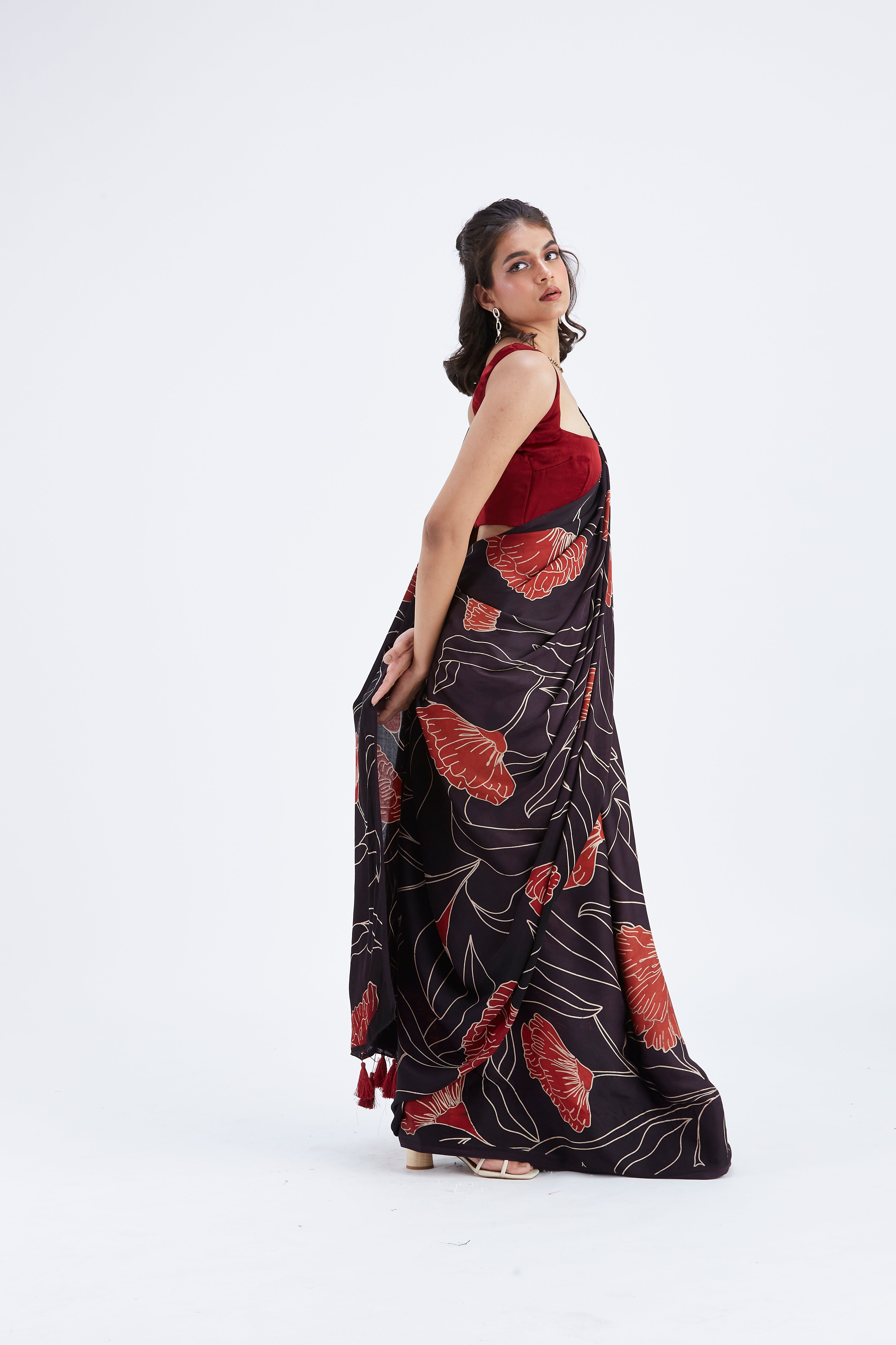 Kaia Black Saree by Hasttvam with Ete by Hasttvam at Kamakhyaa for sustainable fashion