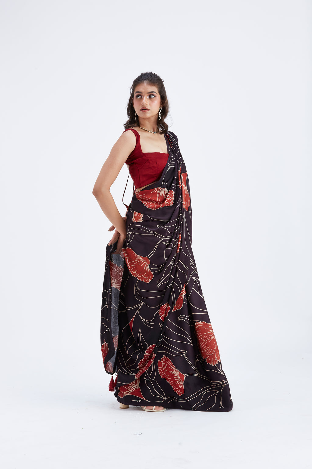 Kaia Black Saree by Hasttvam with Ete by Hasttvam at Kamakhyaa for sustainable fashion