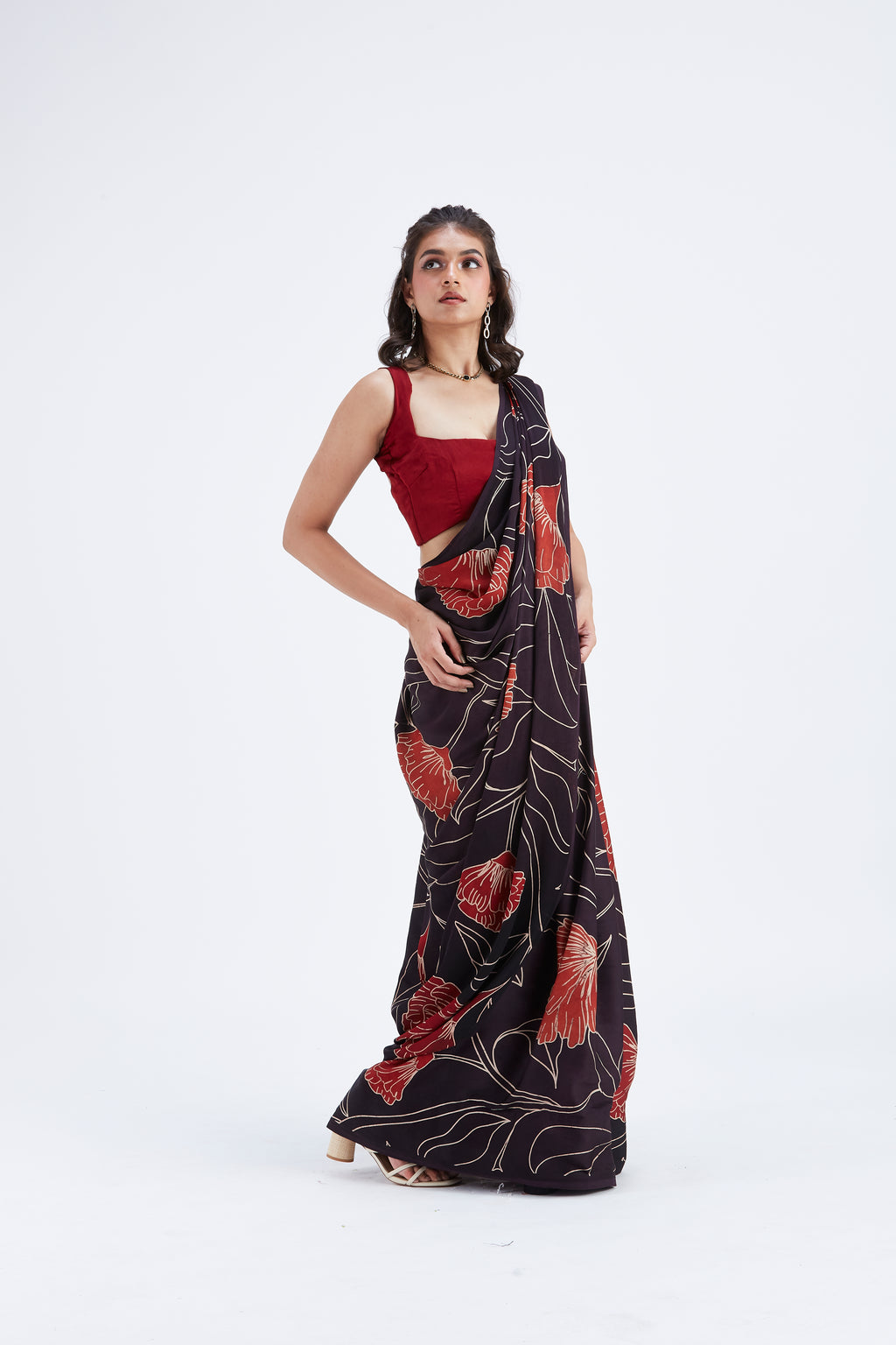 Kaia Black Saree by Hasttvam with Ete by Hasttvam at Kamakhyaa for sustainable fashion