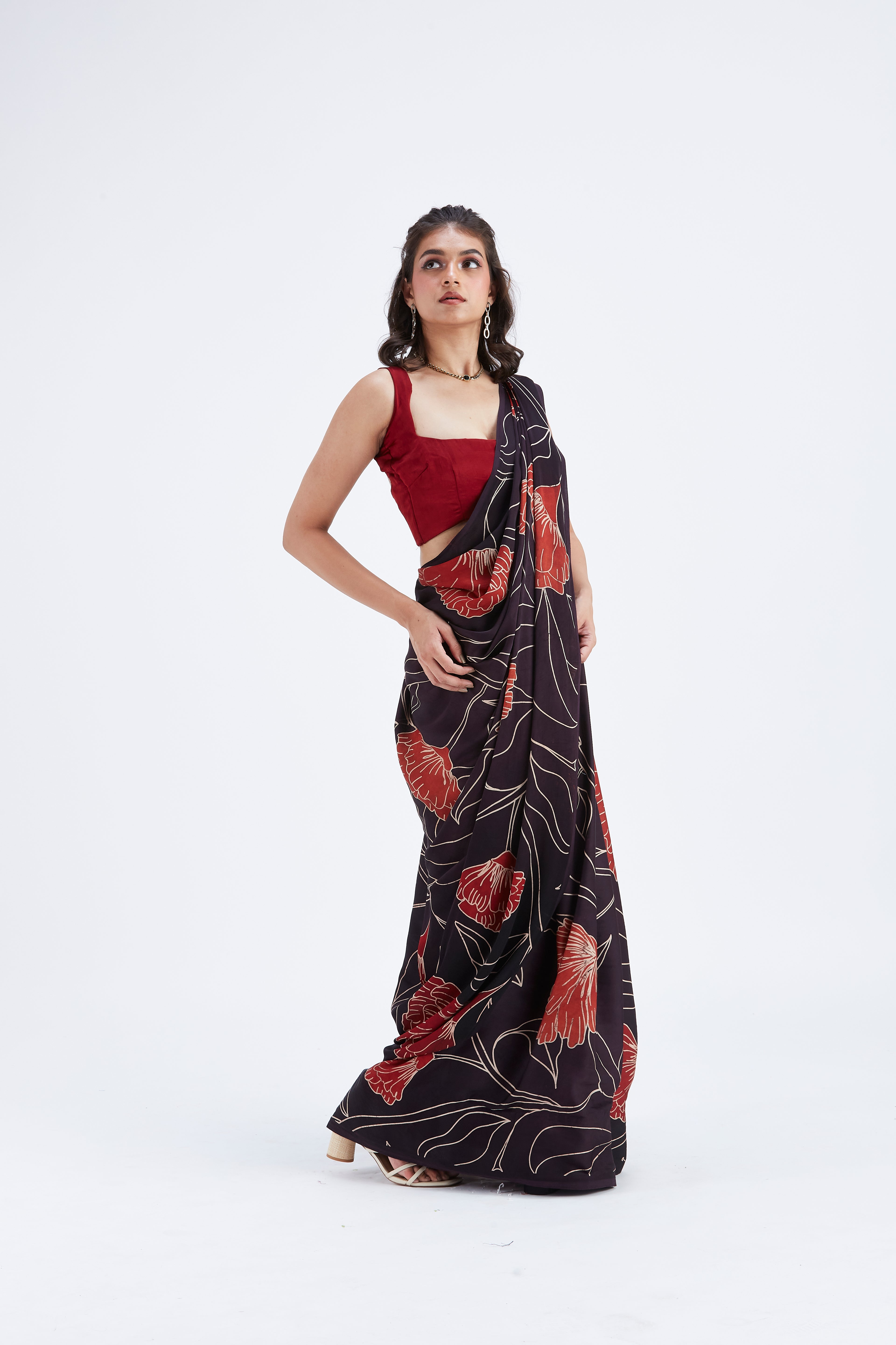 Kaia Black Saree by Hasttvam with Ete by Hasttvam at Kamakhyaa for sustainable fashion