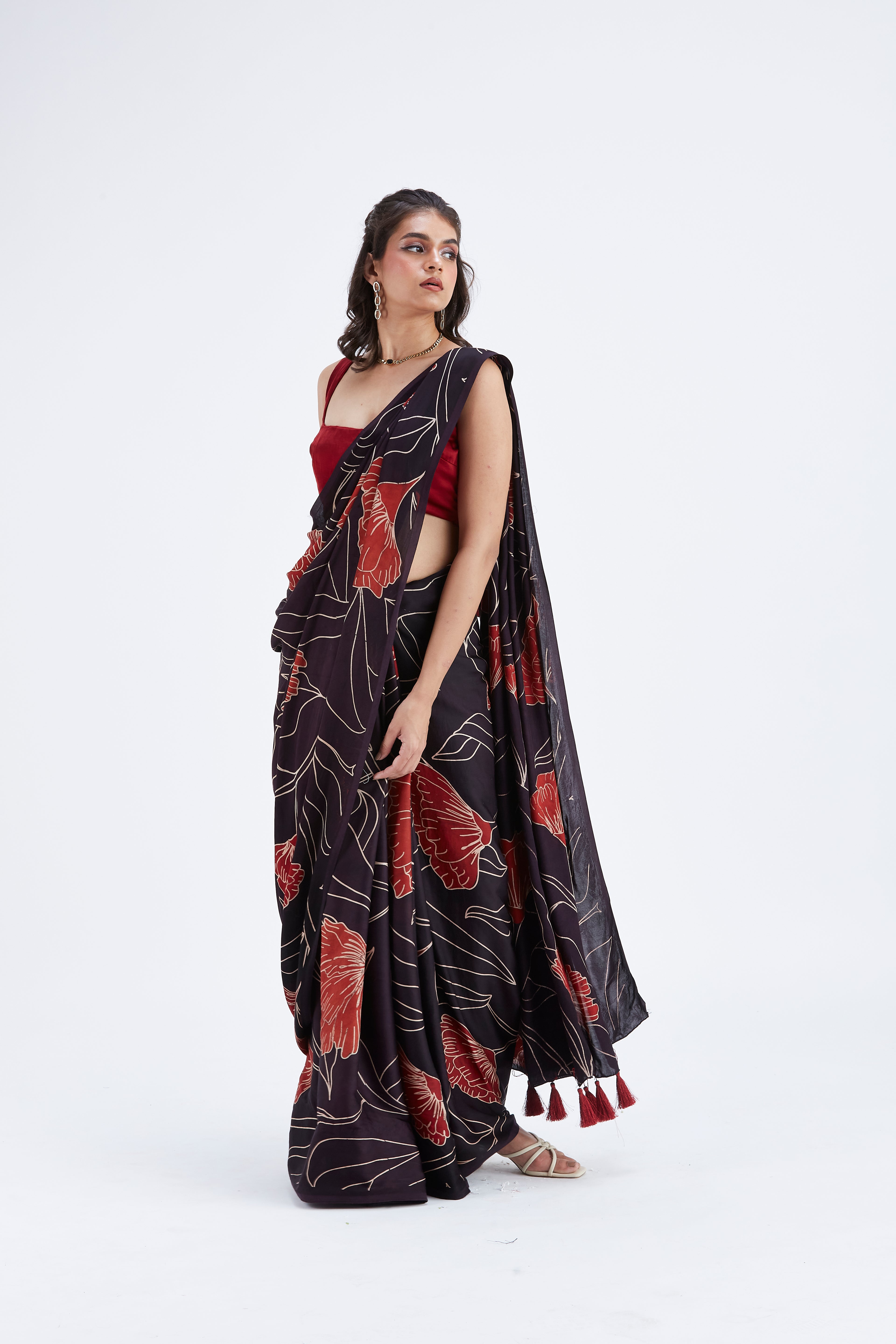 Kaia Black Saree by Hasttvam with Ete by Hasttvam at Kamakhyaa for sustainable fashion
