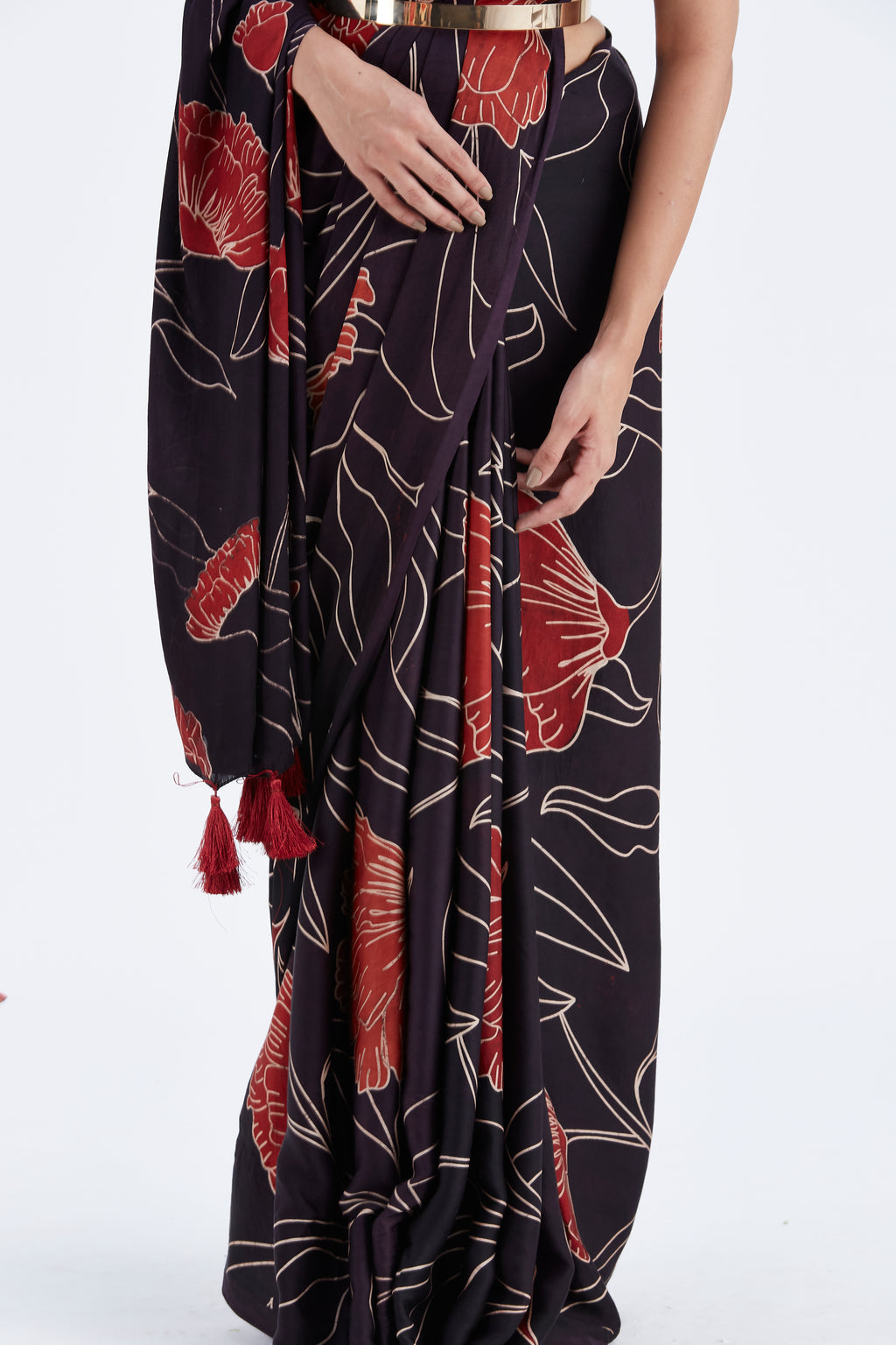 Kaia Black Saree by Hasttvam with Ete by Hasttvam at Kamakhyaa for sustainable fashion