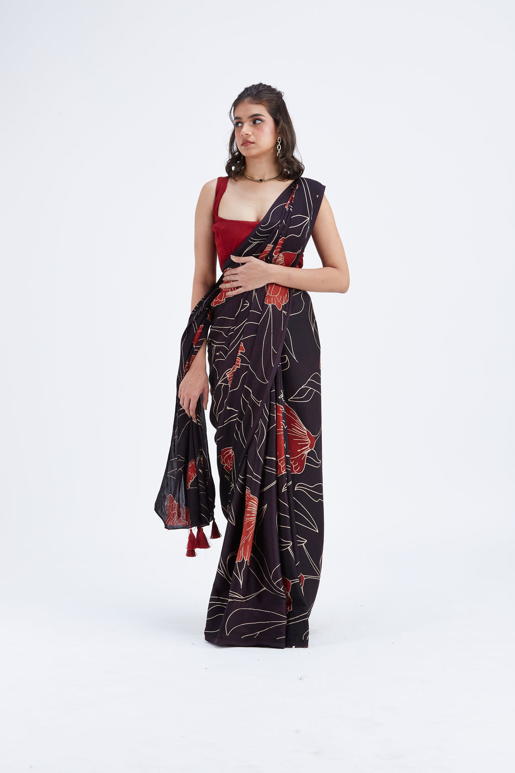 Kaia Black Saree by Hasttvam with Ete by Hasttvam at Kamakhyaa for sustainable fashion