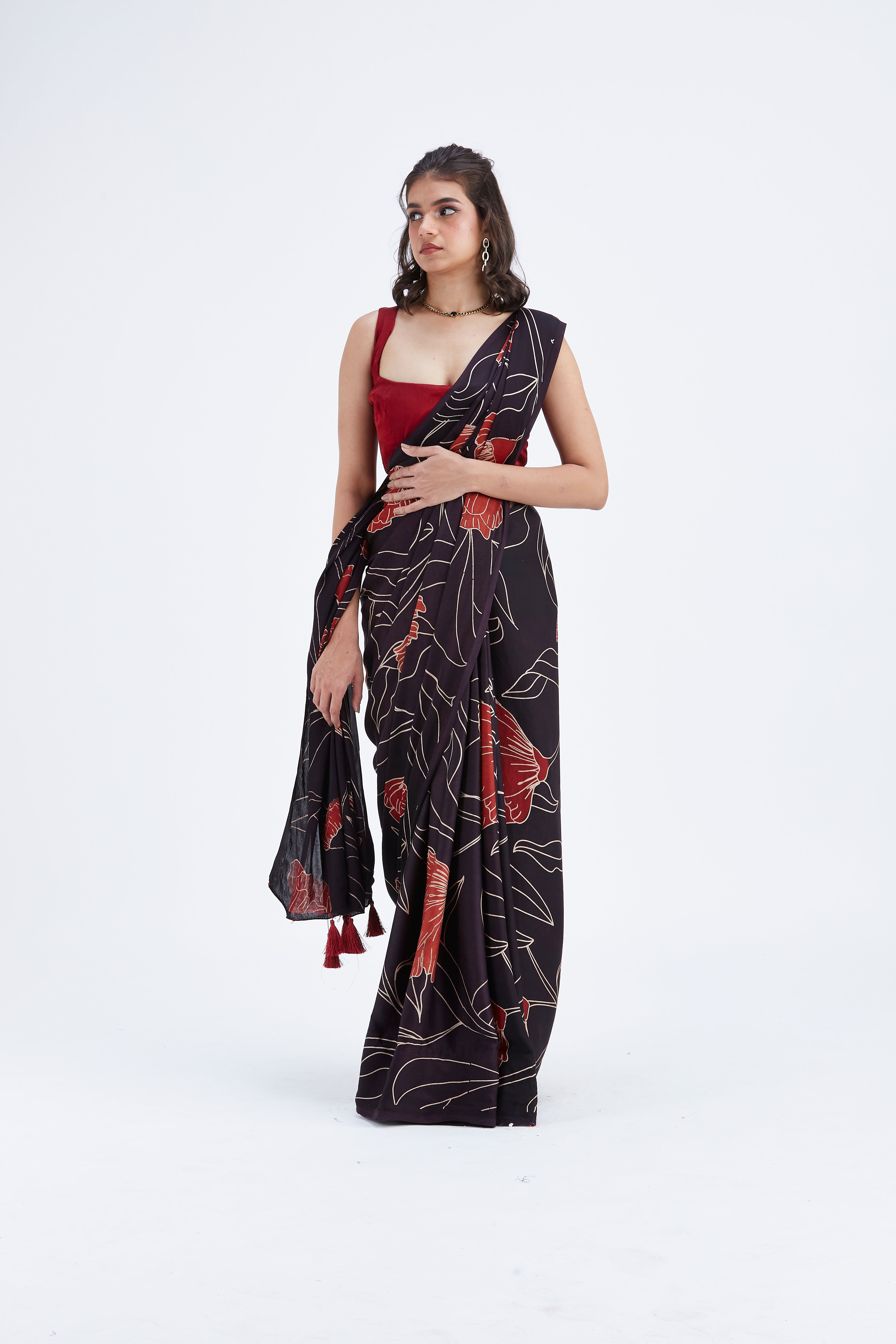 Kaia Black Saree by Hasttvam with Ete by Hasttvam at Kamakhyaa for sustainable fashion