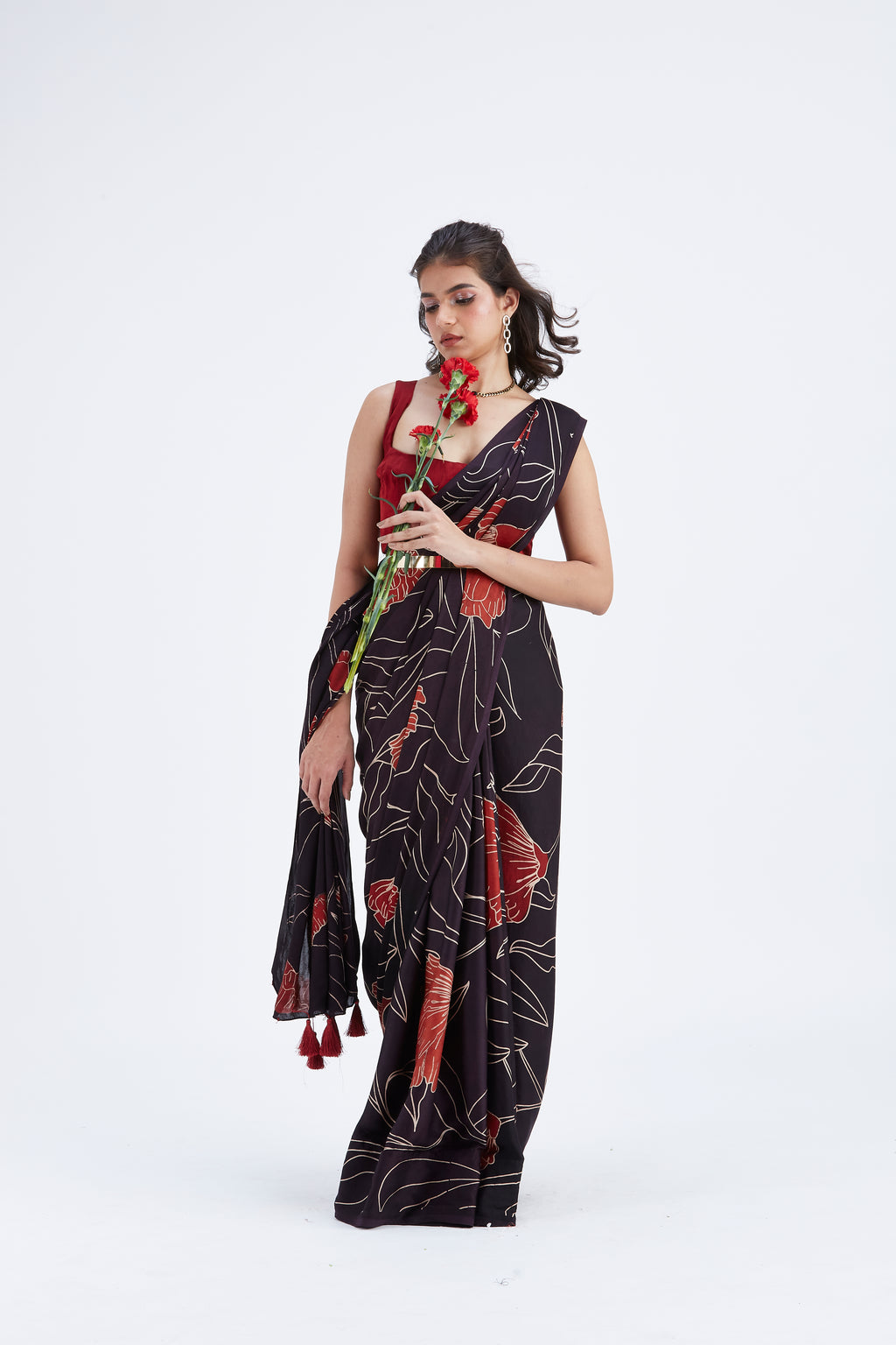 Kaia Black Saree by Hasttvam with Ete by Hasttvam at Kamakhyaa for sustainable fashion