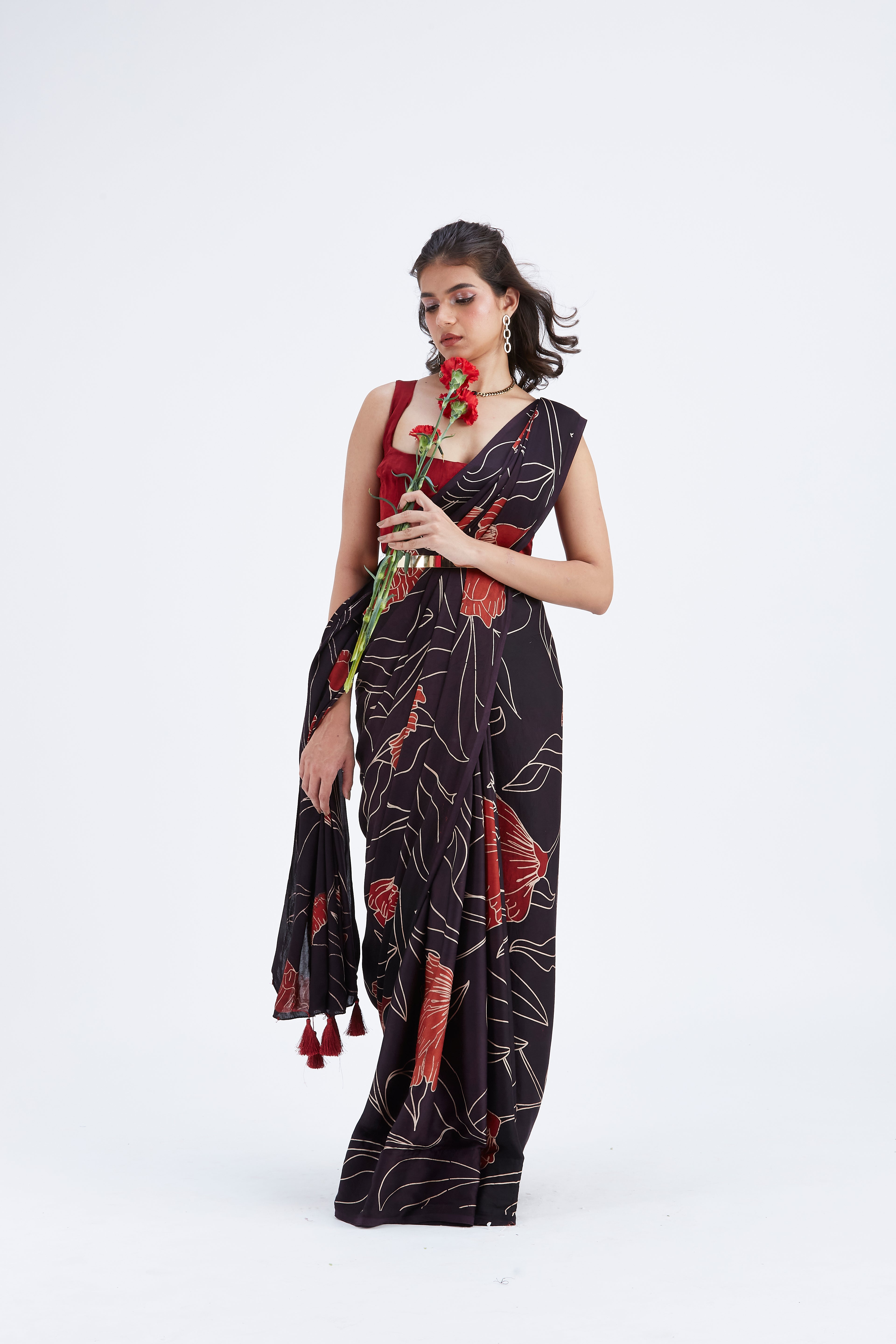 Kaia Black Saree by Hasttvam with Ete by Hasttvam at Kamakhyaa for sustainable fashion