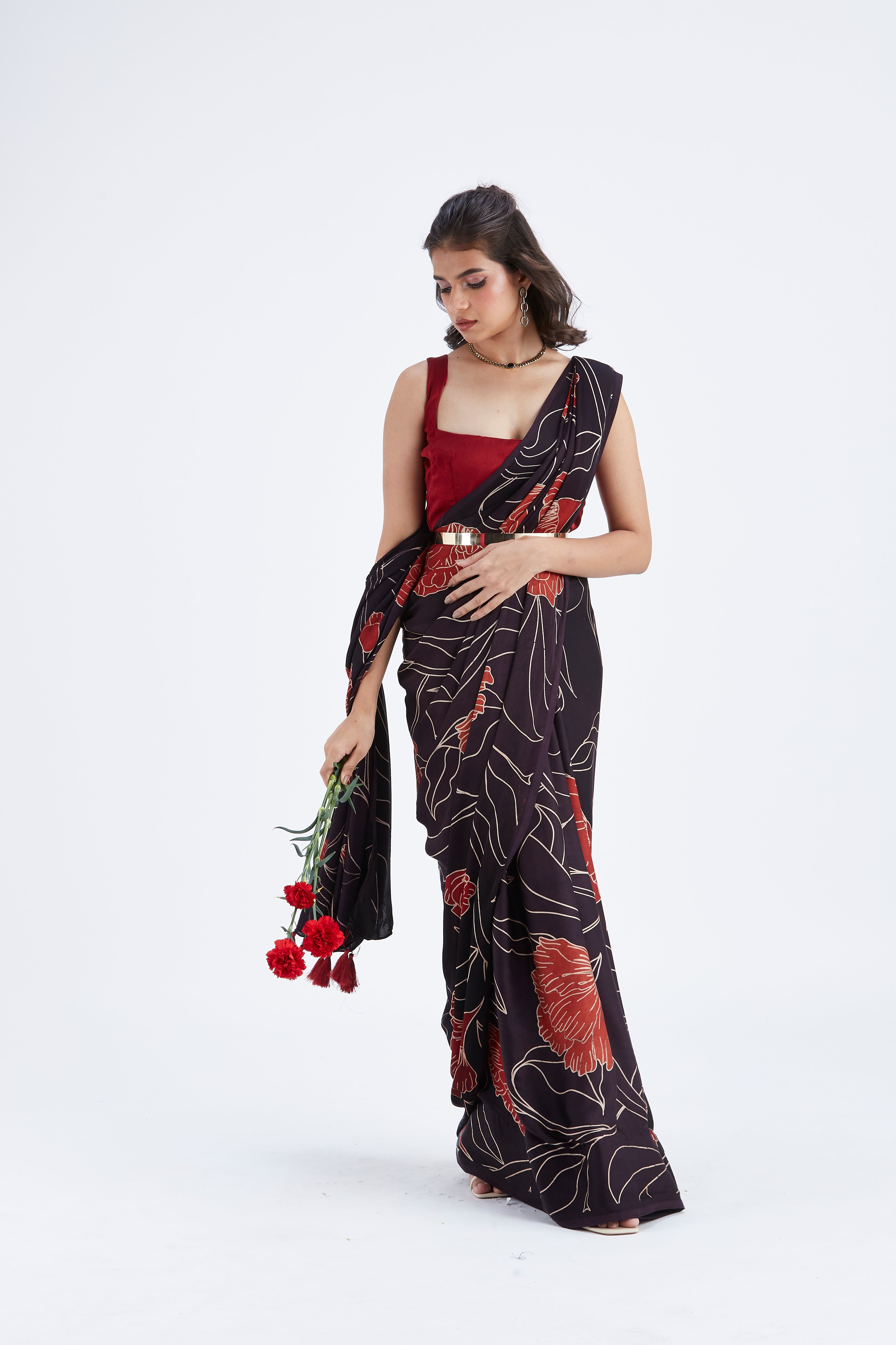 Kaia Black Saree by Hasttvam with Ete by Hasttvam at Kamakhyaa for sustainable fashion