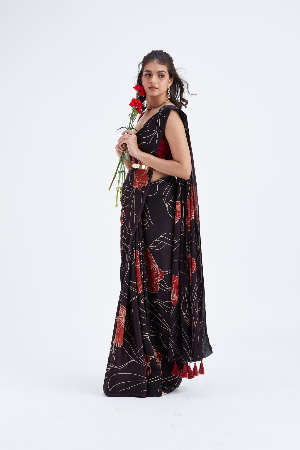 Kaia Black Saree by Hasttvam with Ete by Hasttvam at Kamakhyaa for sustainable fashion