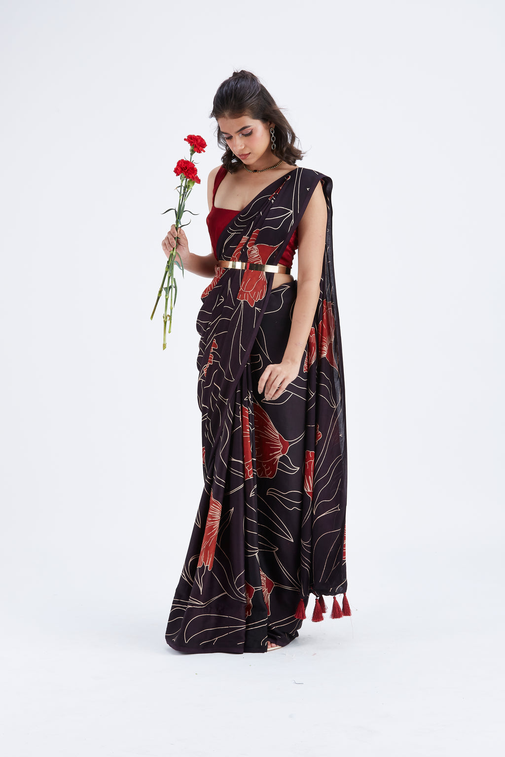 Kaia Black Saree by Hasttvam with Ete by Hasttvam at Kamakhyaa for sustainable fashion