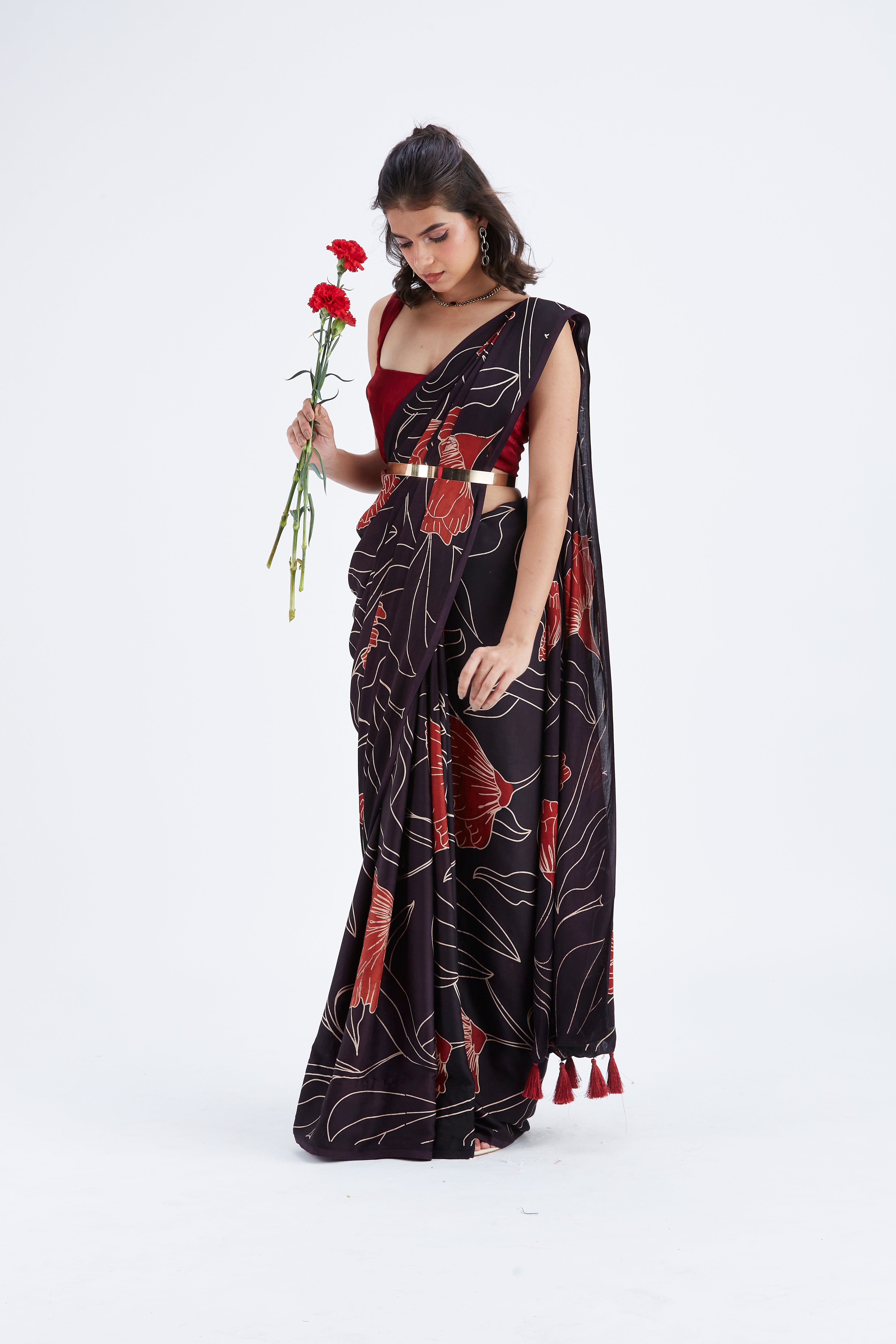 Kaia Black Saree by Hasttvam with Ete by Hasttvam at Kamakhyaa for sustainable fashion
