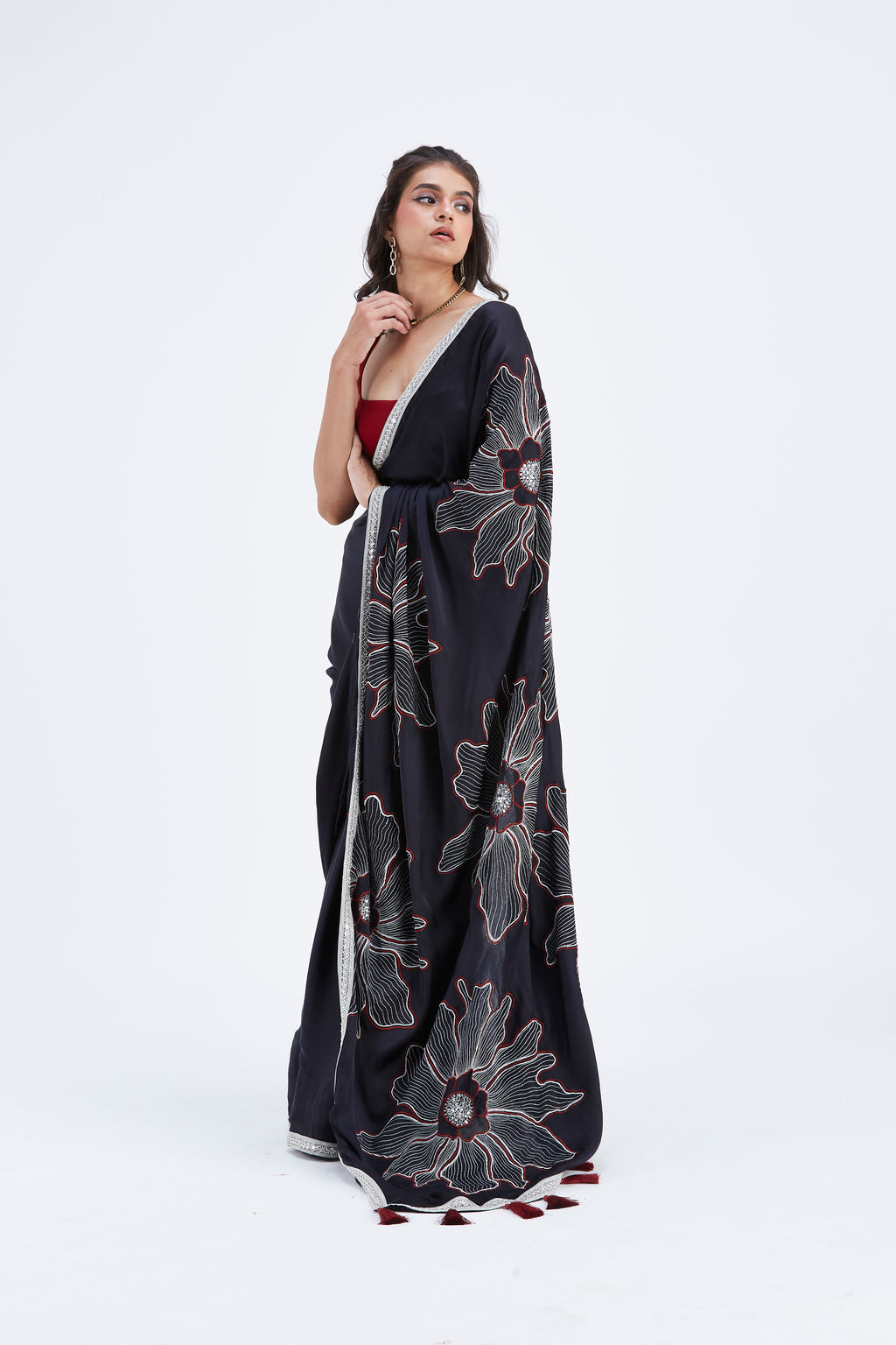 Zaira Black Saree by Hasttvam with Ete by Hasttvam at Kamakhyaa for sustainable fashion