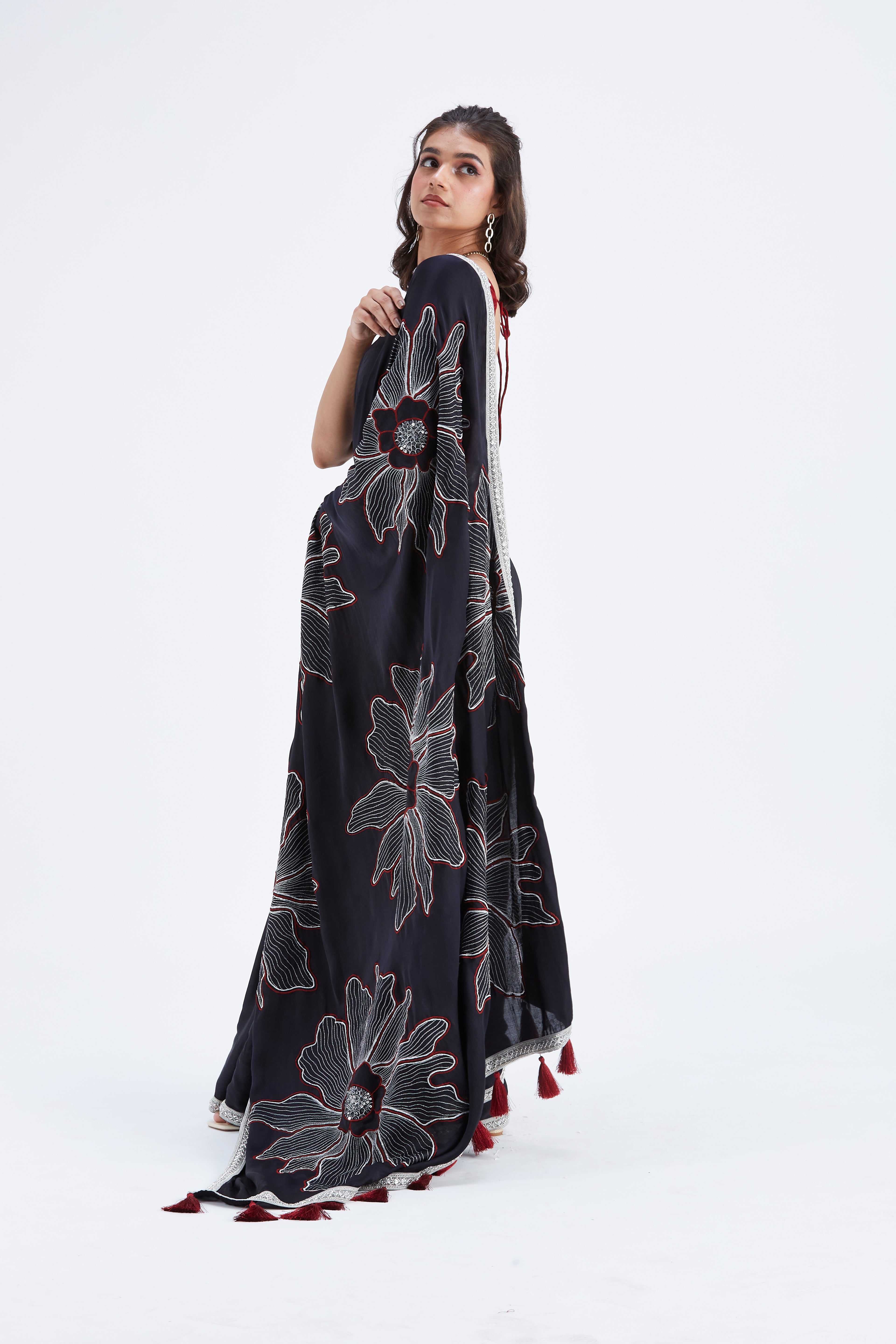 Zaira Black Saree by Hasttvam with Ete by Hasttvam at Kamakhyaa for sustainable fashion