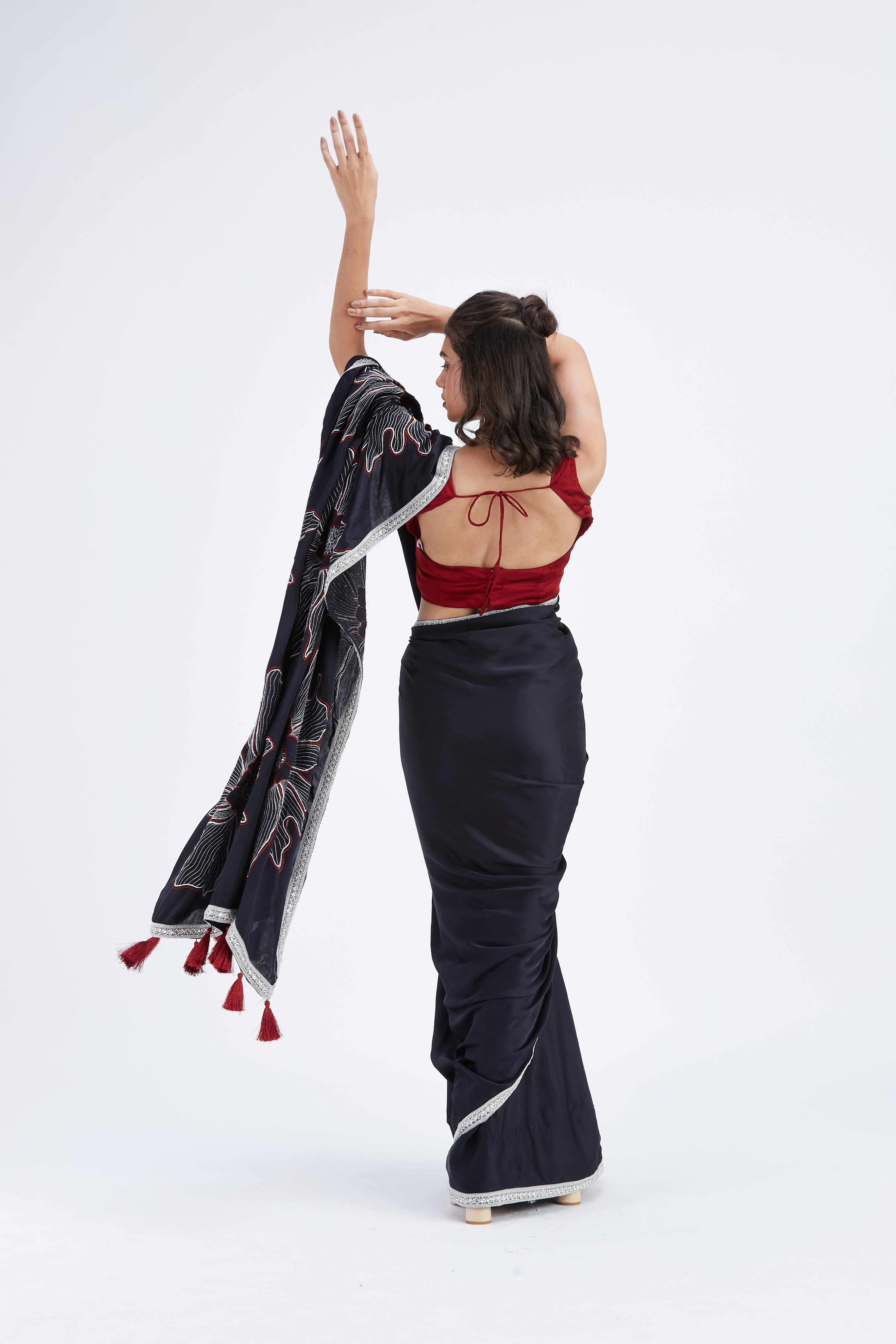 Zaira Black Saree by Hasttvam with Ete by Hasttvam at Kamakhyaa for sustainable fashion