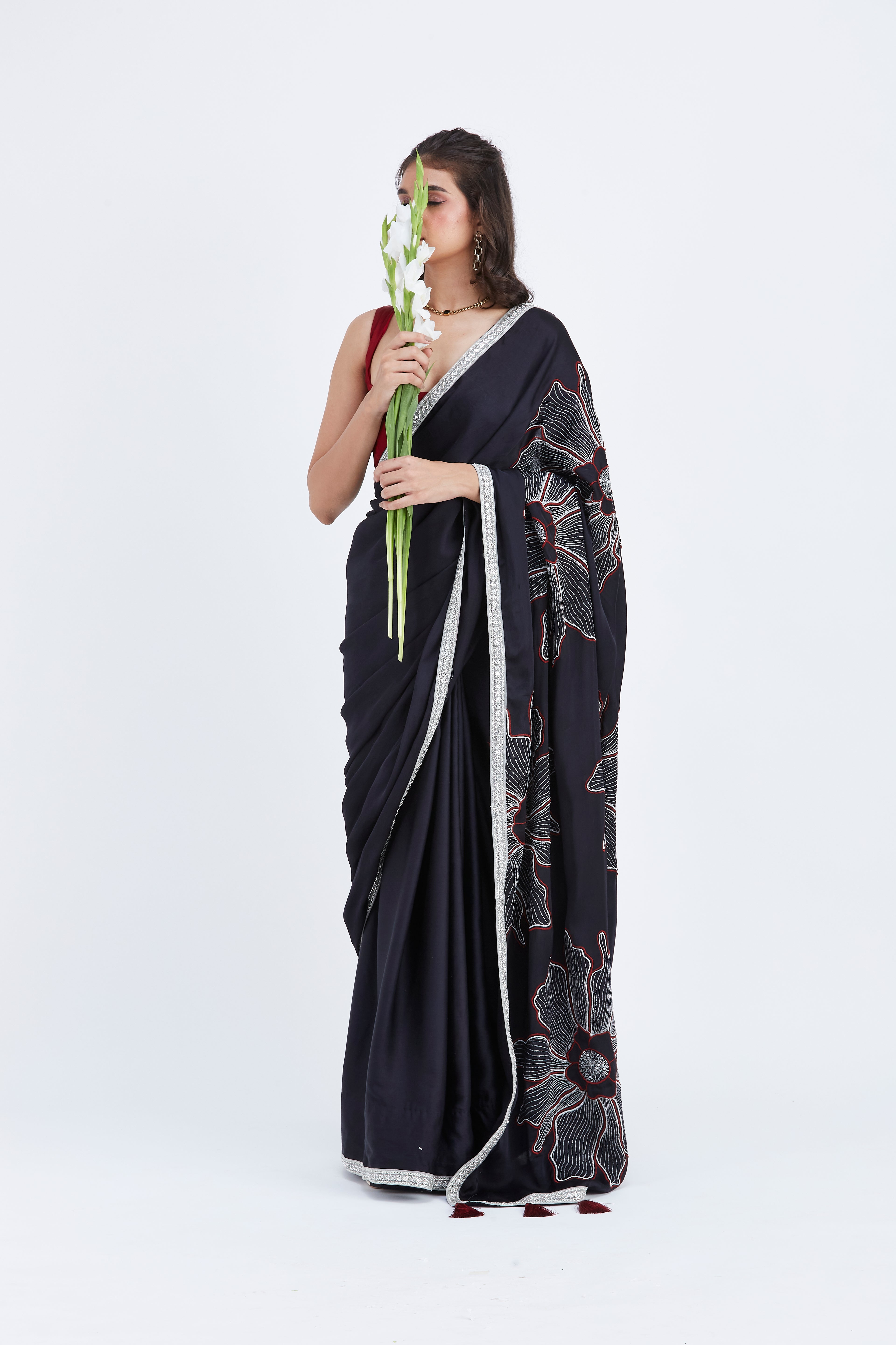 Zaira Black Saree by Hasttvam with Ete by Hasttvam at Kamakhyaa for sustainable fashion