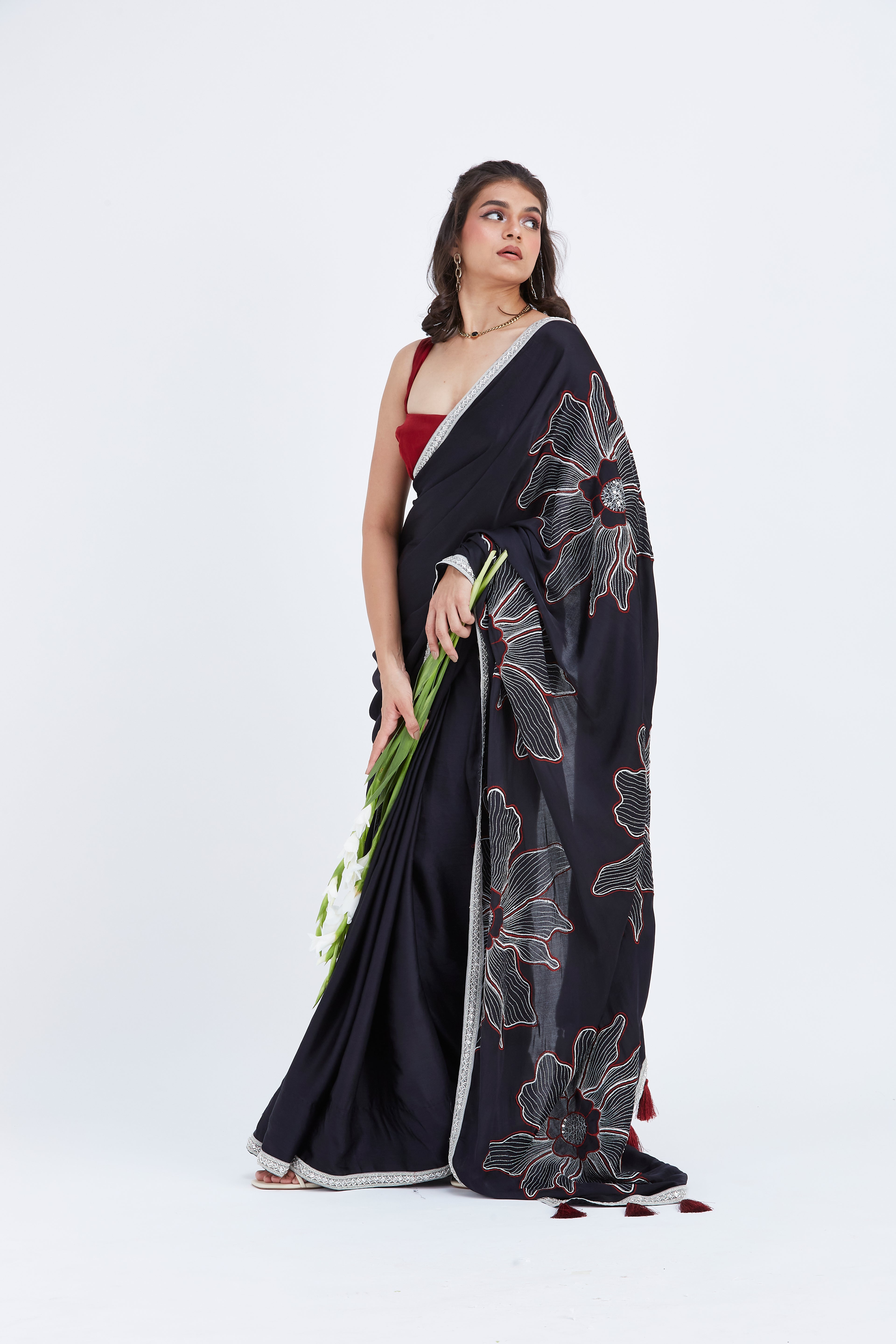 Zaira Black Saree by Hasttvam with Ete by Hasttvam at Kamakhyaa for sustainable fashion