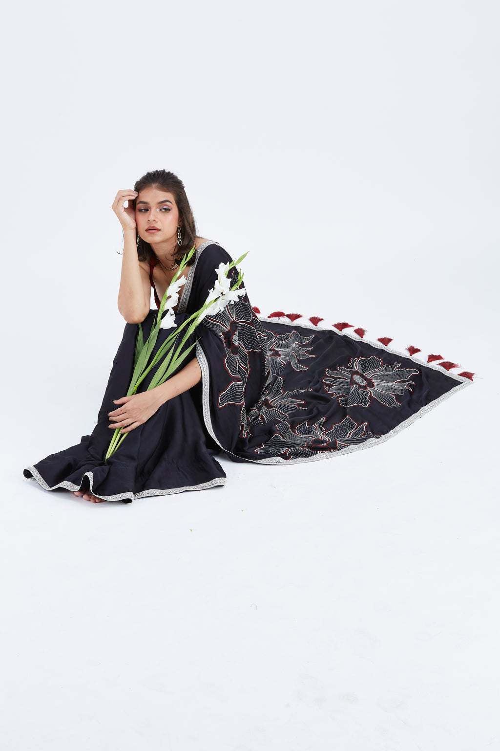 Zaira Black Saree by Hasttvam with Ete by Hasttvam at Kamakhyaa for sustainable fashion