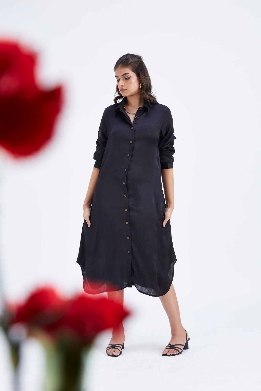 Zae Black dress by Hasttvam with Ete by Hasttvam at Kamakhyaa for sustainable fashion