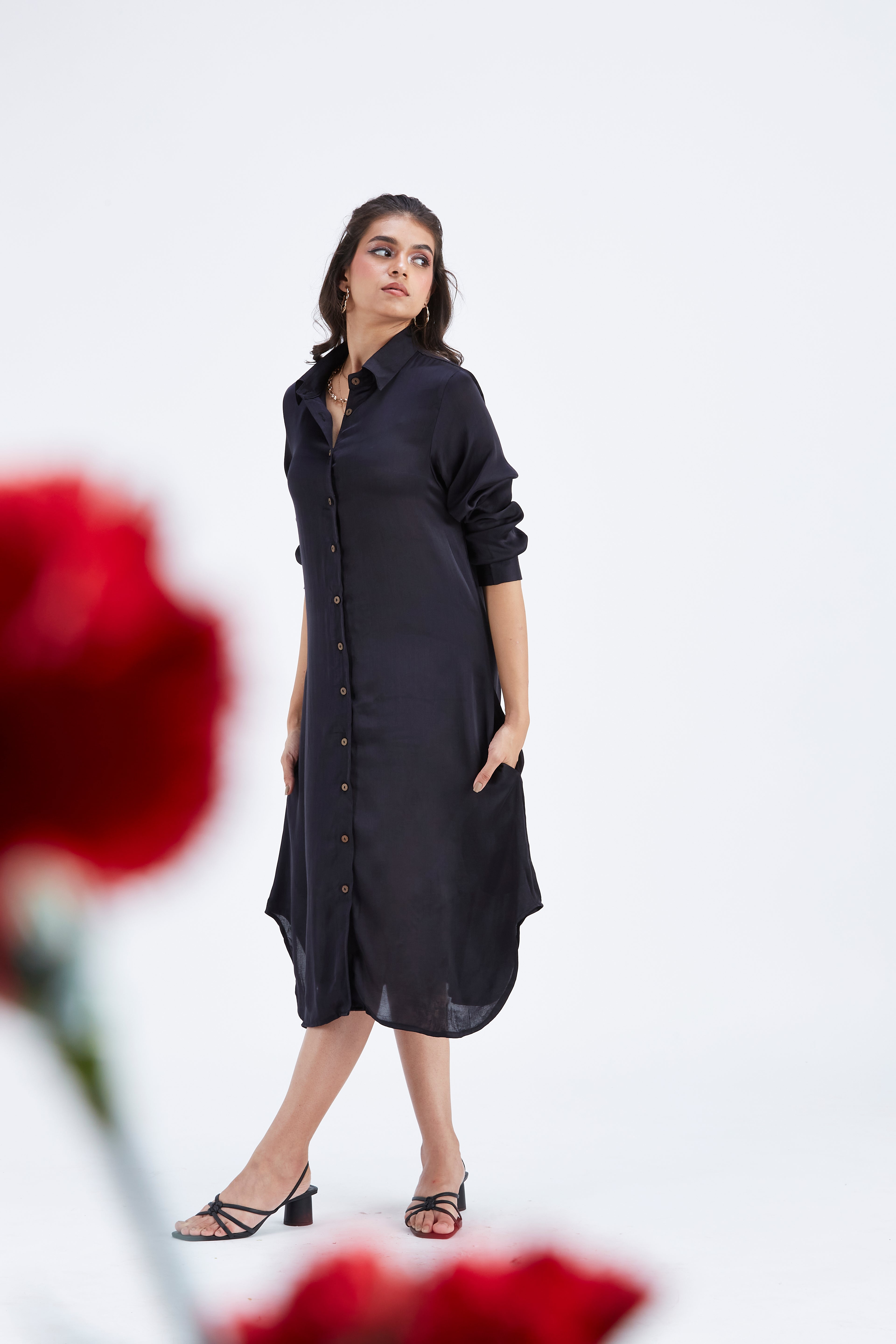 Zae Black dress by Hasttvam with Ete by Hasttvam at Kamakhyaa for sustainable fashion