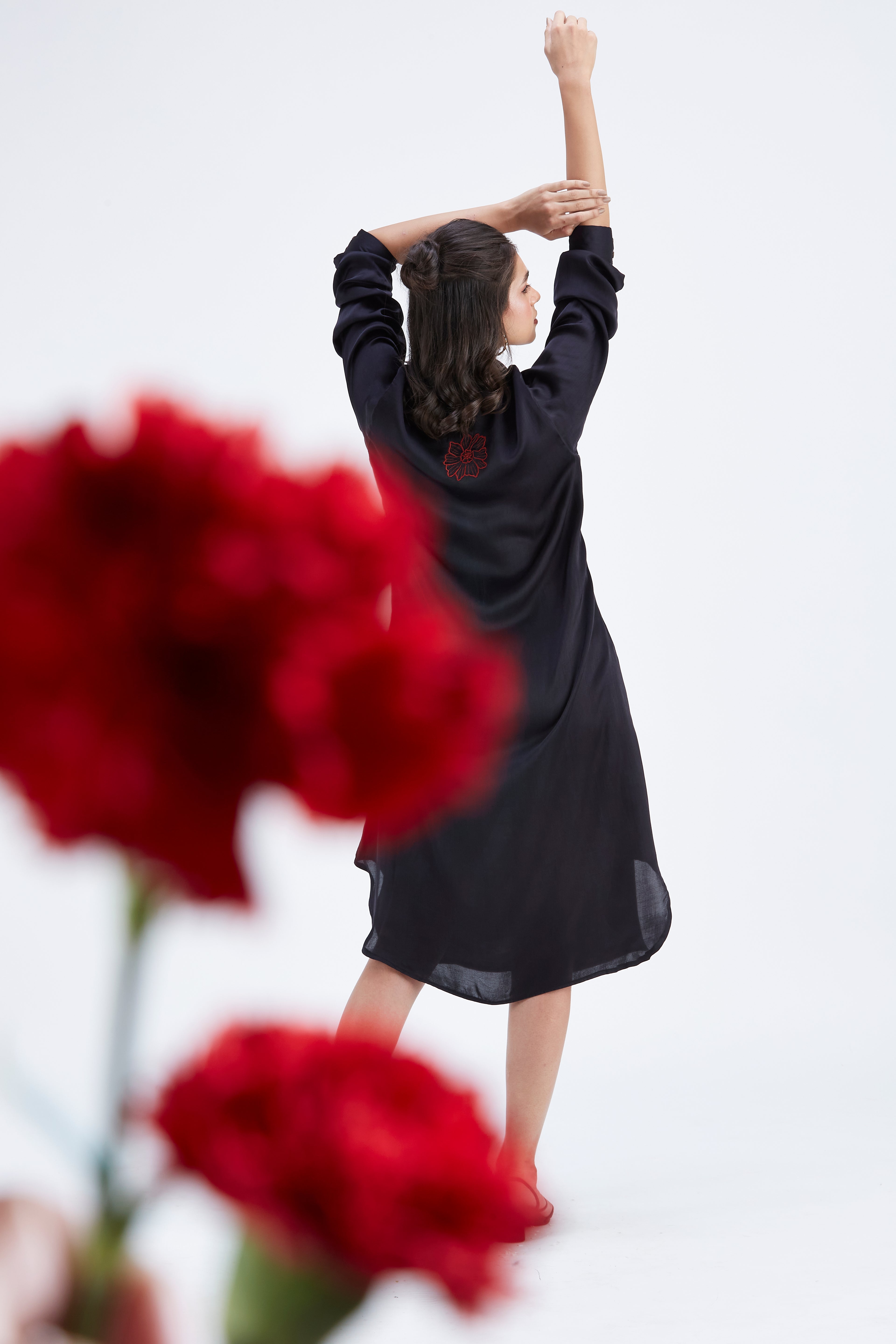 Zae Black dress by Hasttvam with Ete by Hasttvam at Kamakhyaa for sustainable fashion