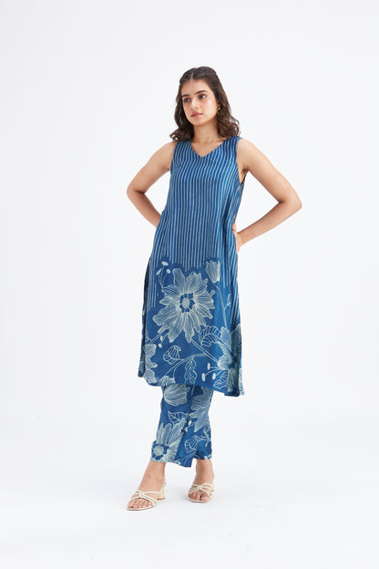 Sona Indigo kurta set by Hasttvam with Ete by Hasttvam at Kamakhyaa for sustainable fashion