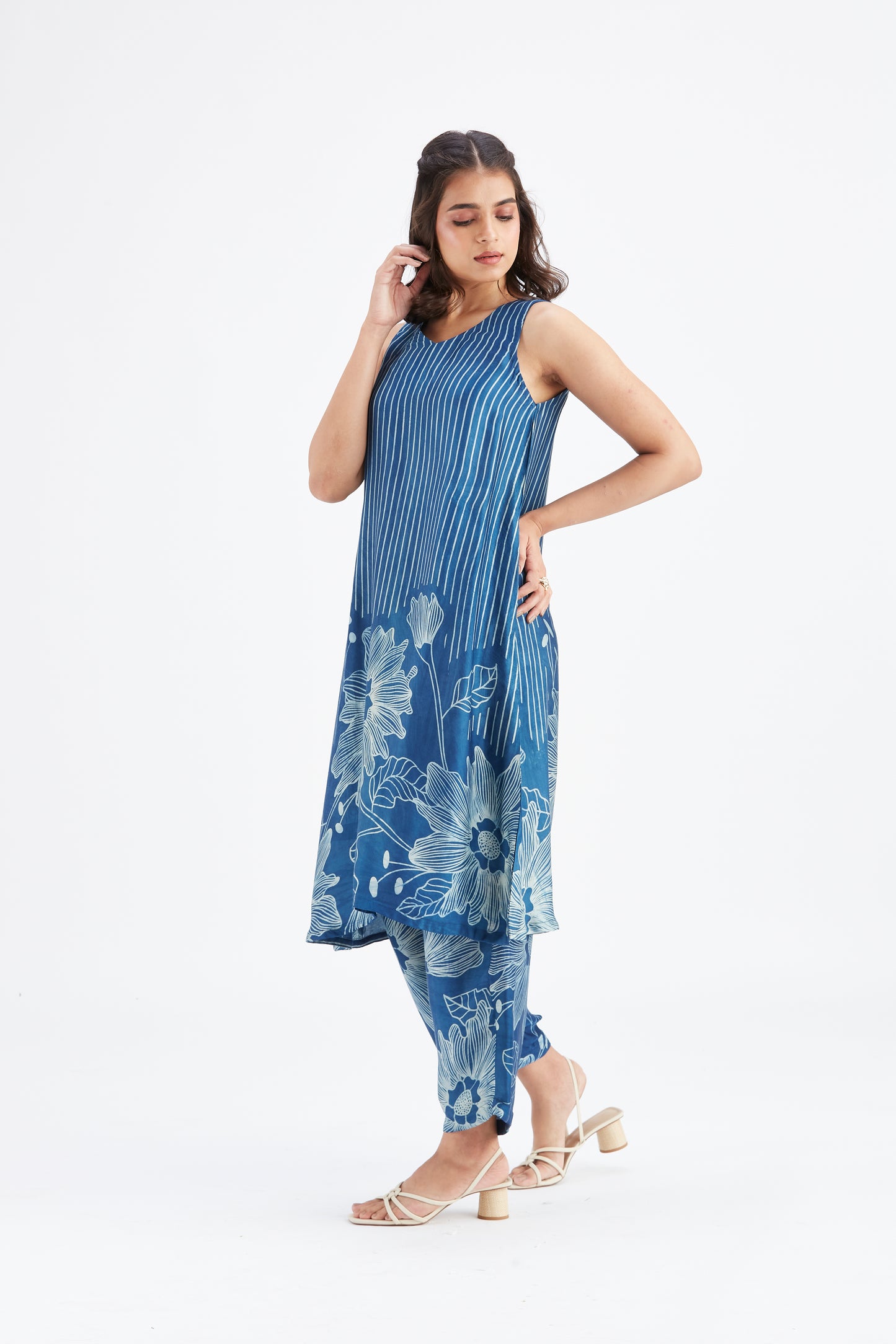 Sona Indigo kurta set by Hasttvam with Ete by Hasttvam at Kamakhyaa for sustainable fashion