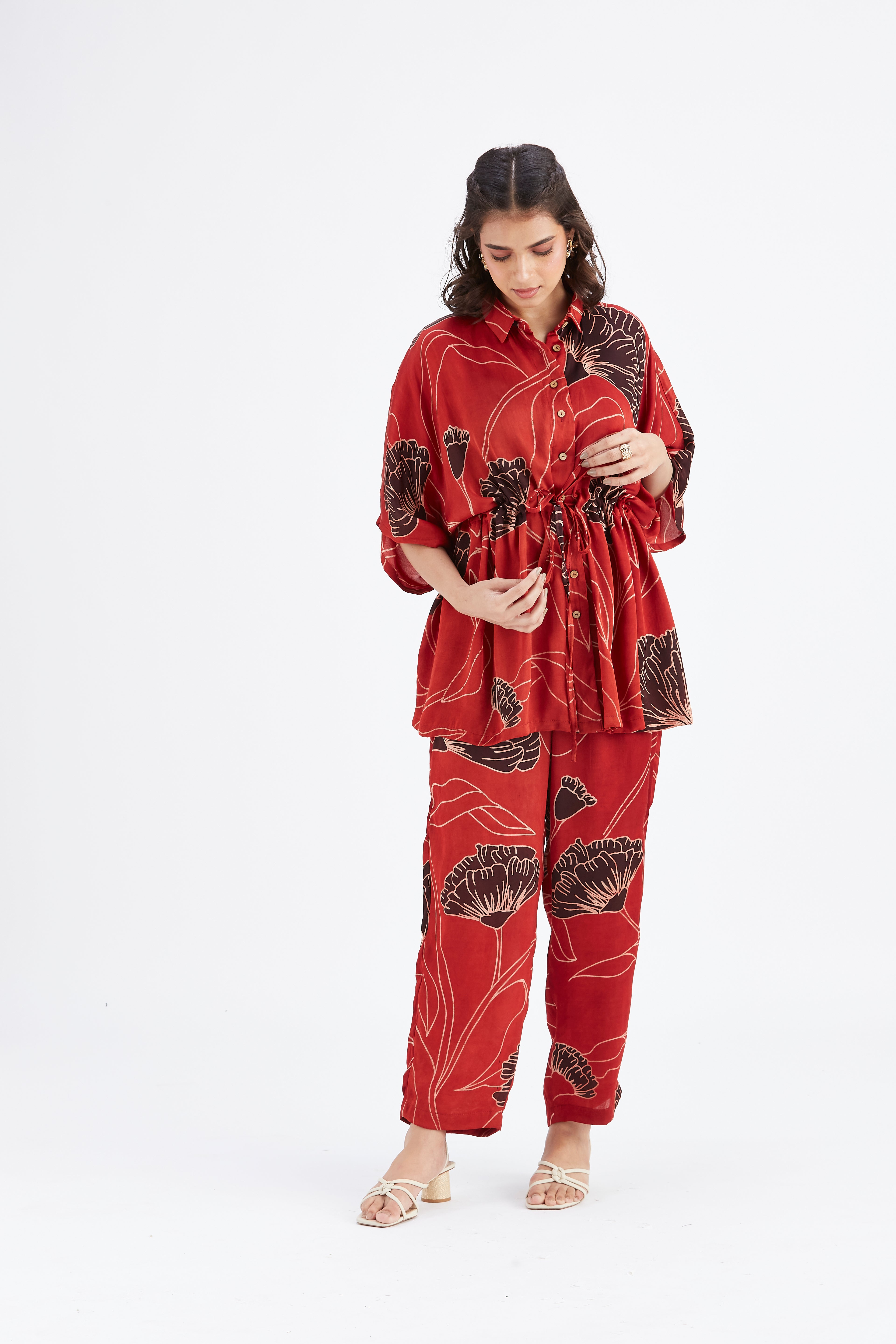 Amae Red Co-ord set by Hasttvam with Ete by Hasttvam at Kamakhyaa for sustainable fashion