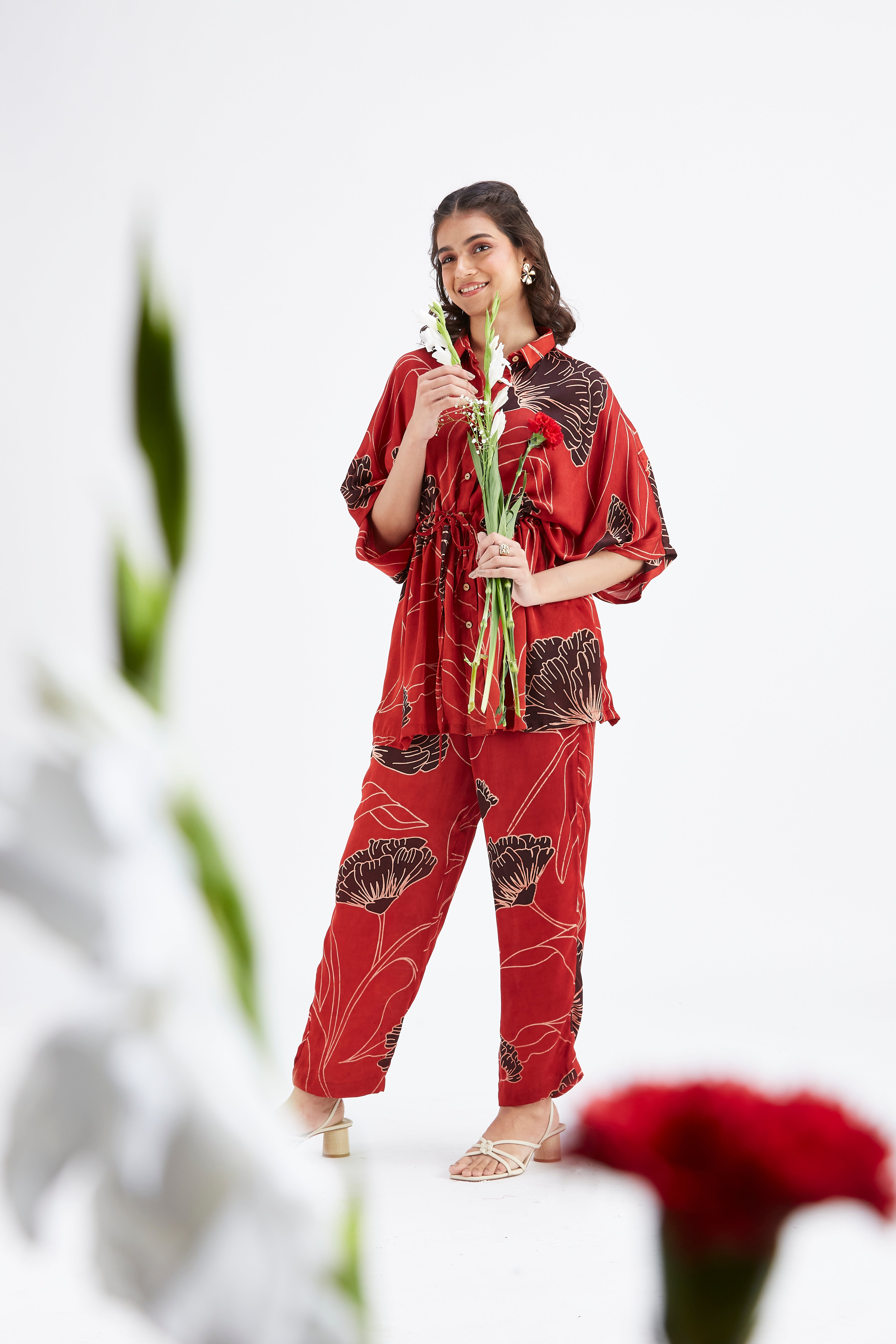 Amae Red Co-ord set by Hasttvam with Ete by Hasttvam at Kamakhyaa for sustainable fashion