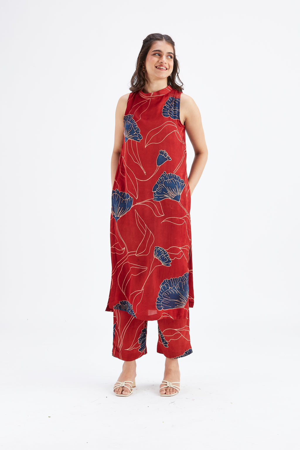 Nava Red kurta set by Hasttvam with Ete by Hasttvam at Kamakhyaa for sustainable fashion